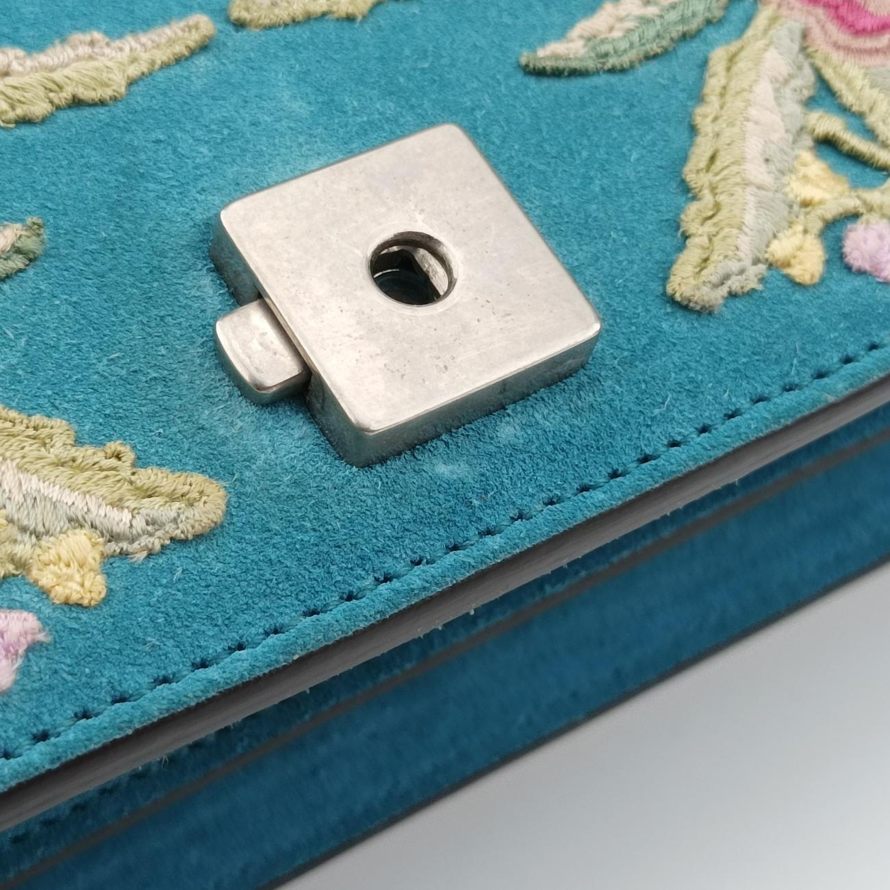 Pre-owned Gucci Dionysus Blue×Multicolour Suede 400249 shoulderbag | stylenewstar