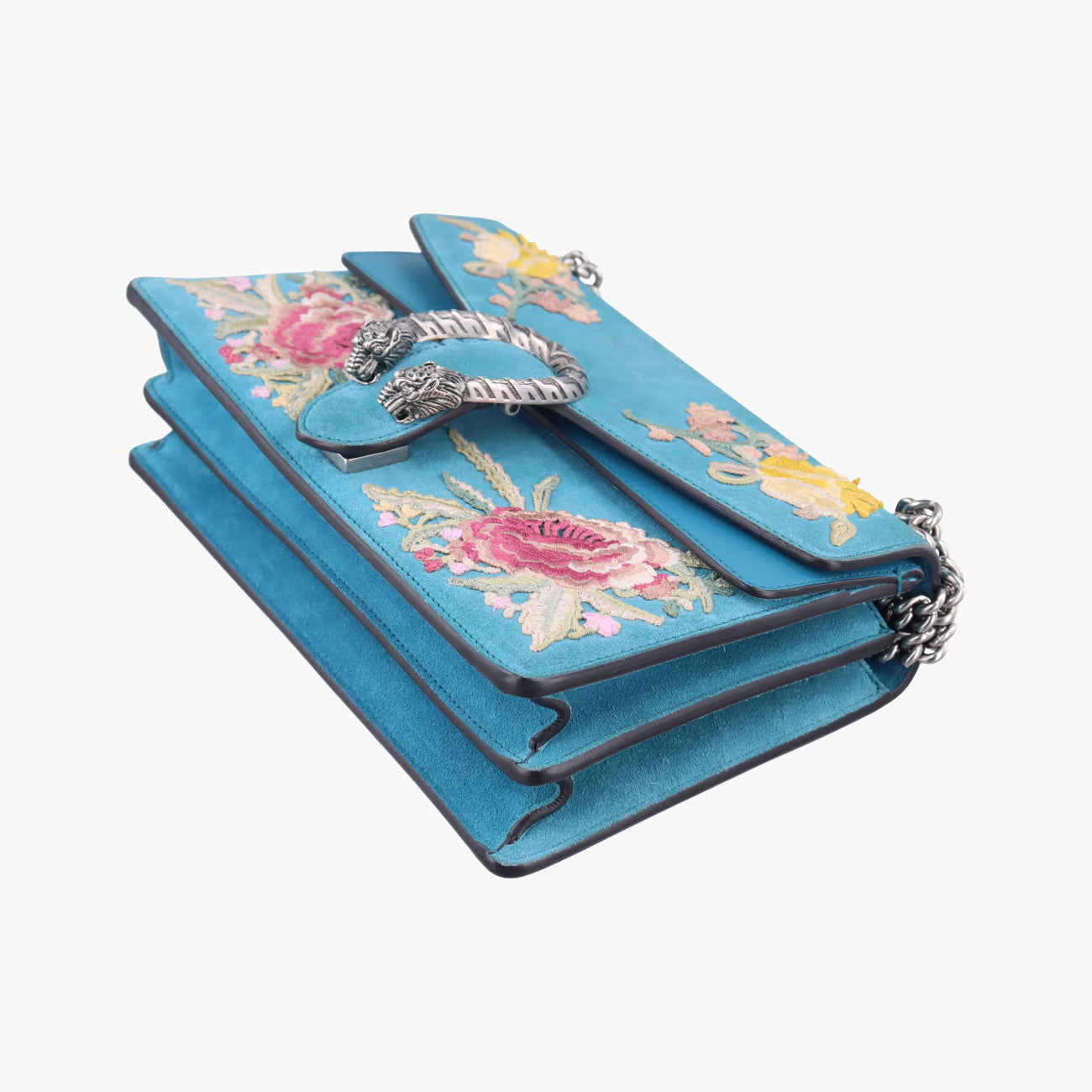 Pre-owned Gucci Dionysus Blue×Multicolour Suede 400249 shoulderbag | stylenewstar