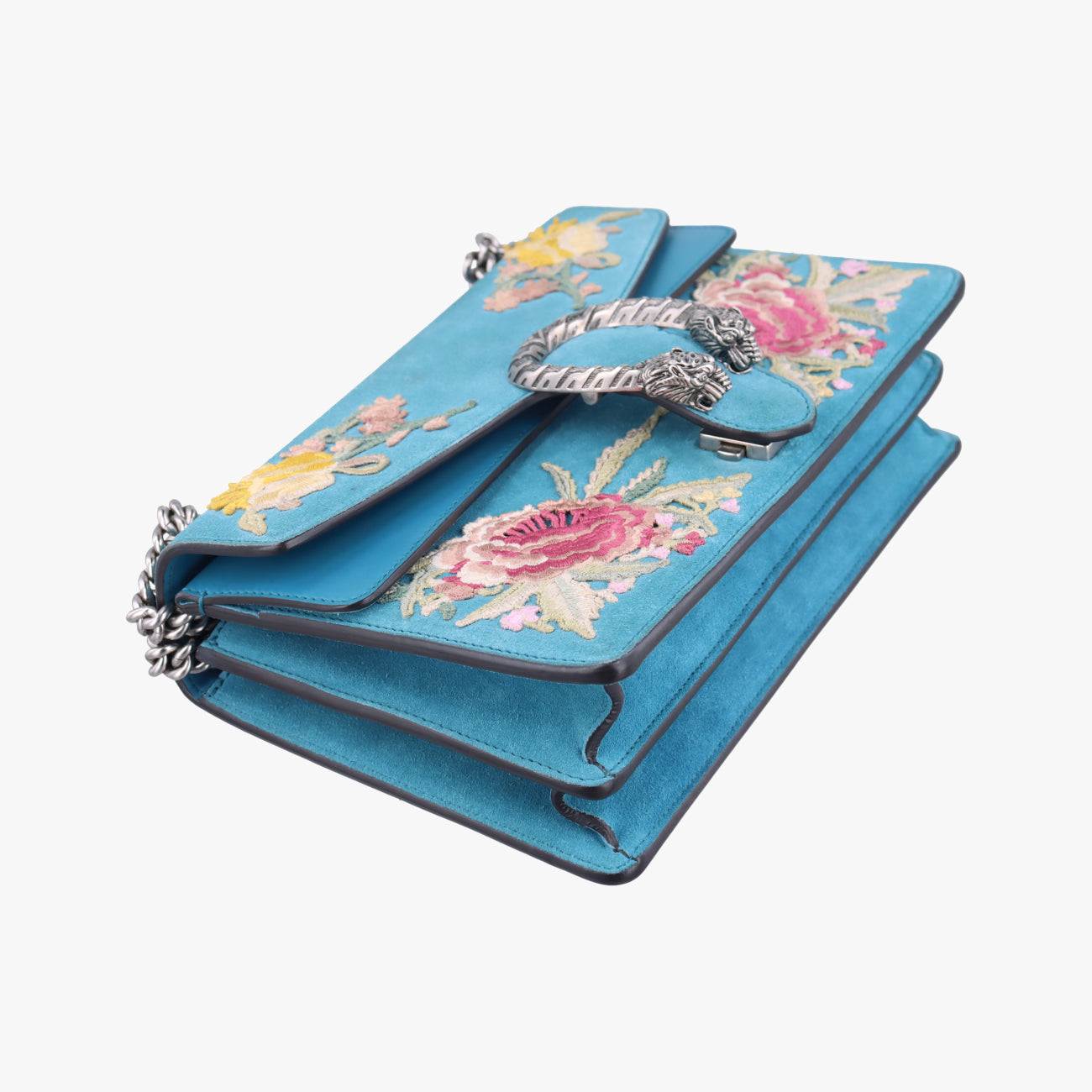 Pre-owned Gucci Dionysus Blue×Multicolour Suede 400249 shoulderbag | stylenewstar