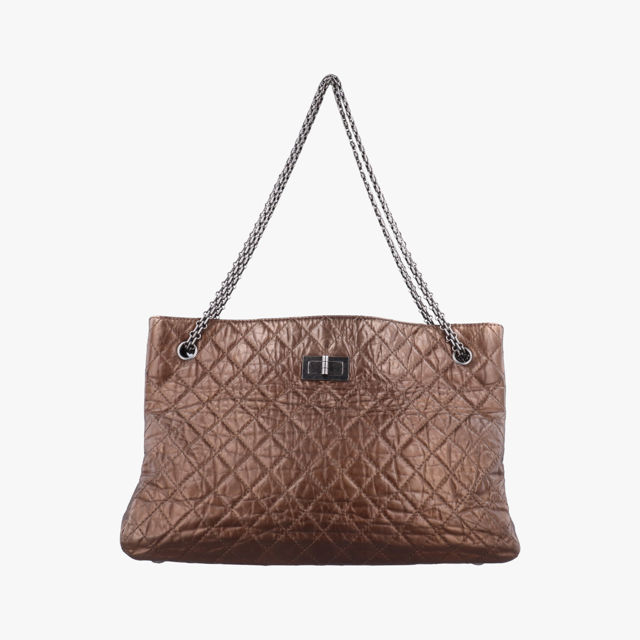 Vintage Chanel 2.55 Shopper tote Gold Brown Leather A50976 shoulderbag | stylenewstar