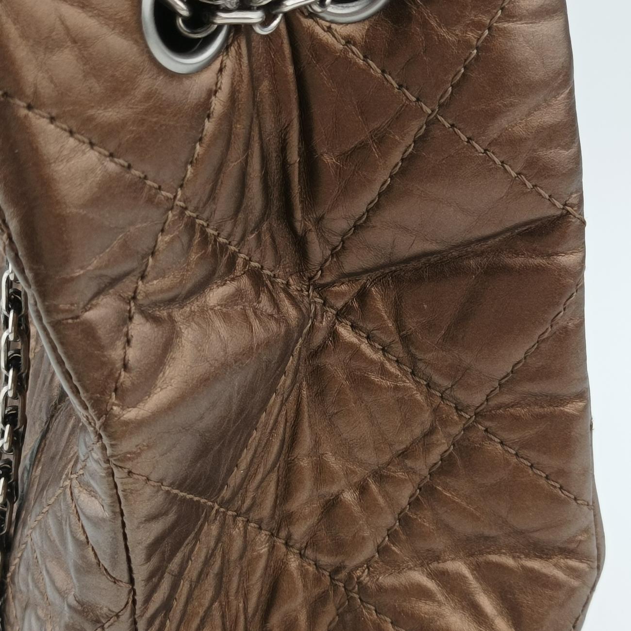 Vintage Chanel 2.55 Shopper tote Gold Brown Leather A50976 shoulderbag | stylenewstar