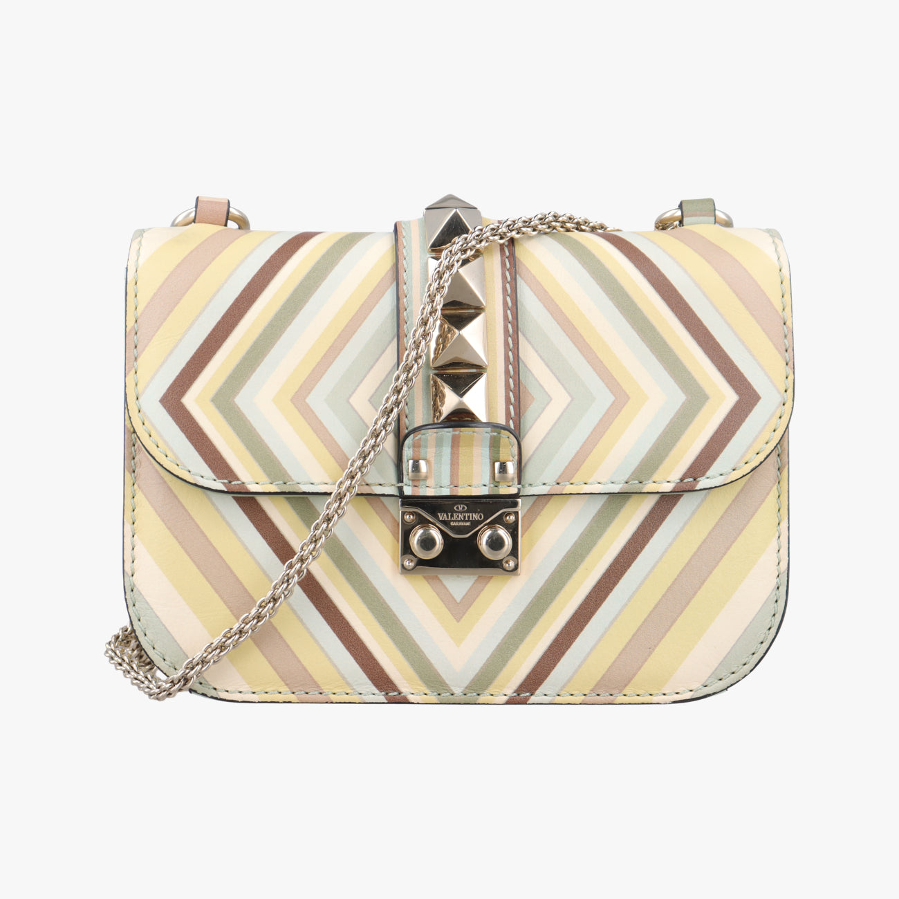 Pre-owned Valentino Rockstud Glam Lock Multicolour Leather  shoulderbag | stylenewstar