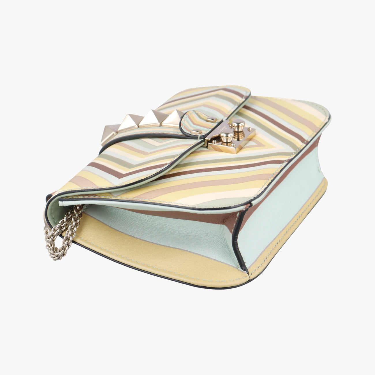 Pre-owned Valentino Rockstud Glam Lock Multicolour Leather  shoulderbag | stylenewstar