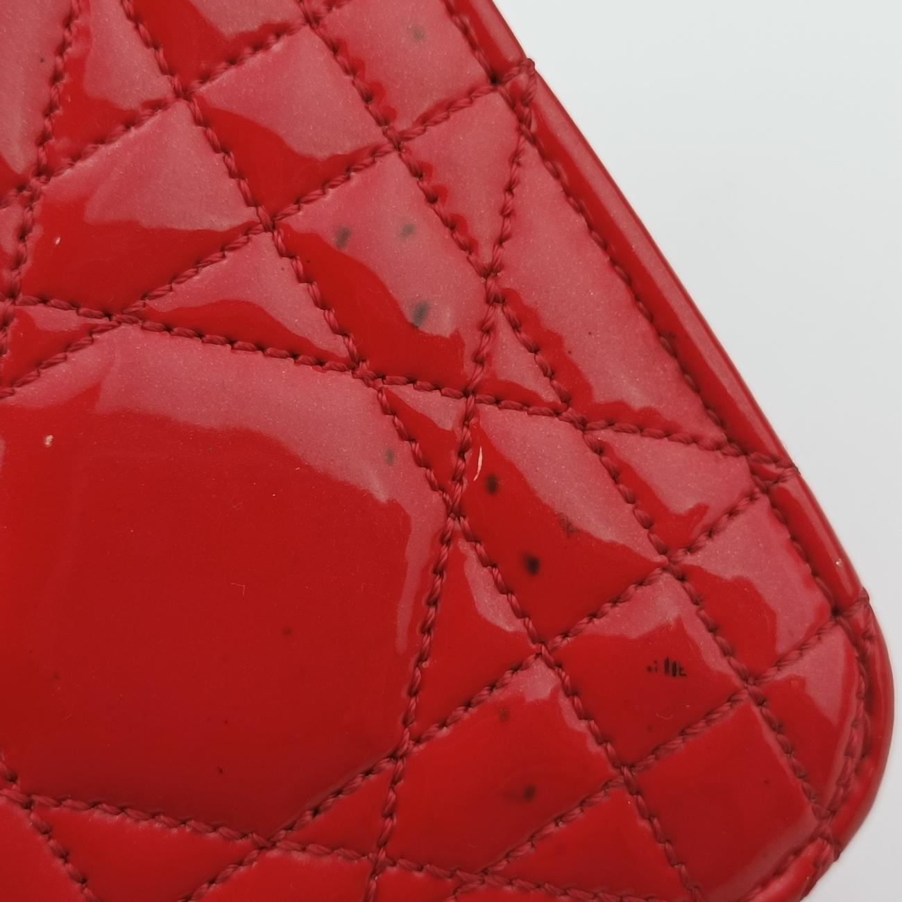 Pre-owned Christian Dior Cannage New Lock Red Enamel  shoulderbag | stylenewstar