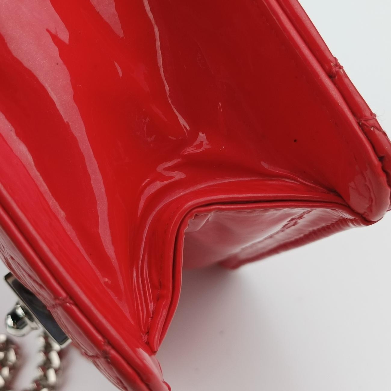 Pre-owned Christian Dior Cannage New Lock Red Enamel  shoulderbag | stylenewstar