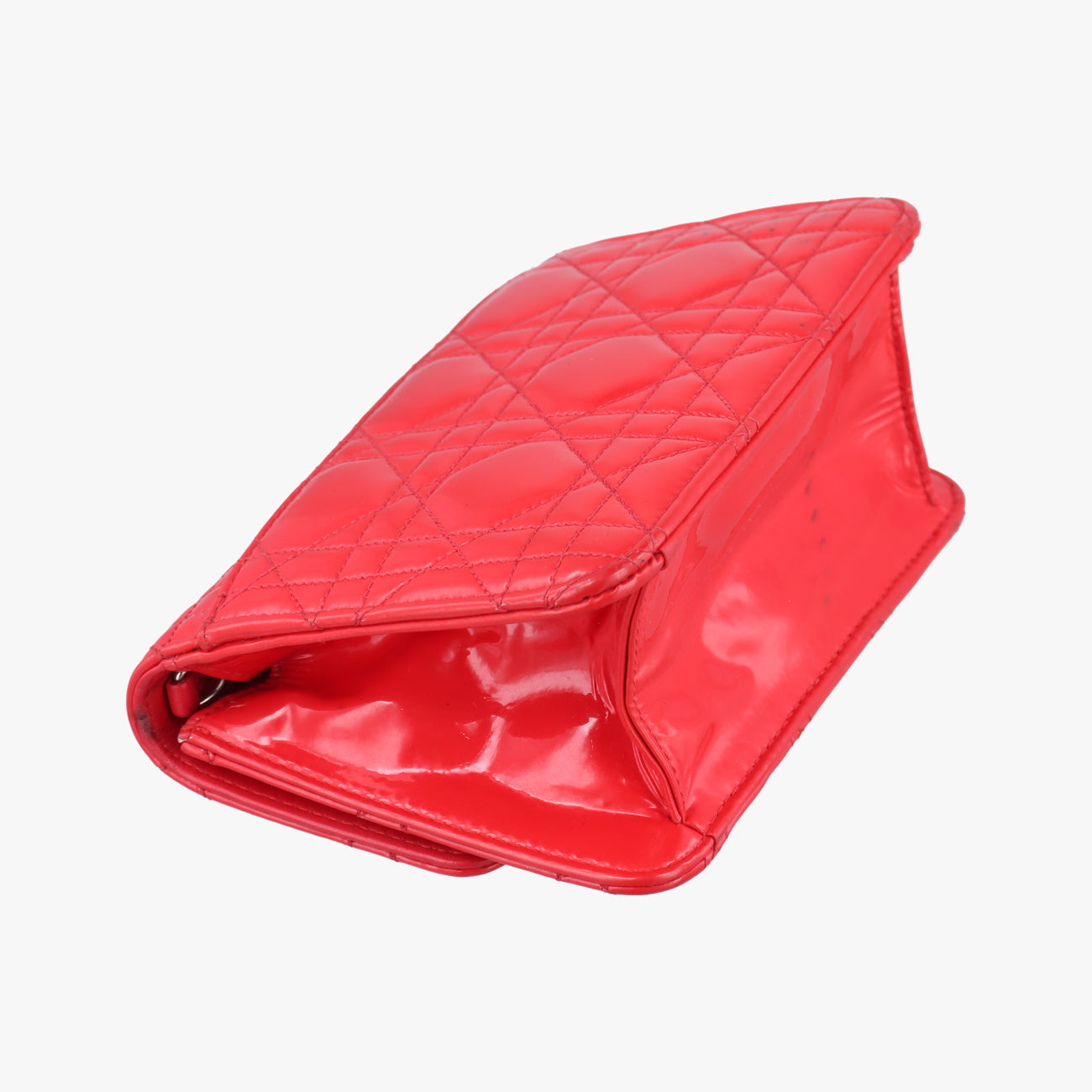 Pre-owned Christian Dior Cannage New Lock Red Enamel  shoulderbag | stylenewstar