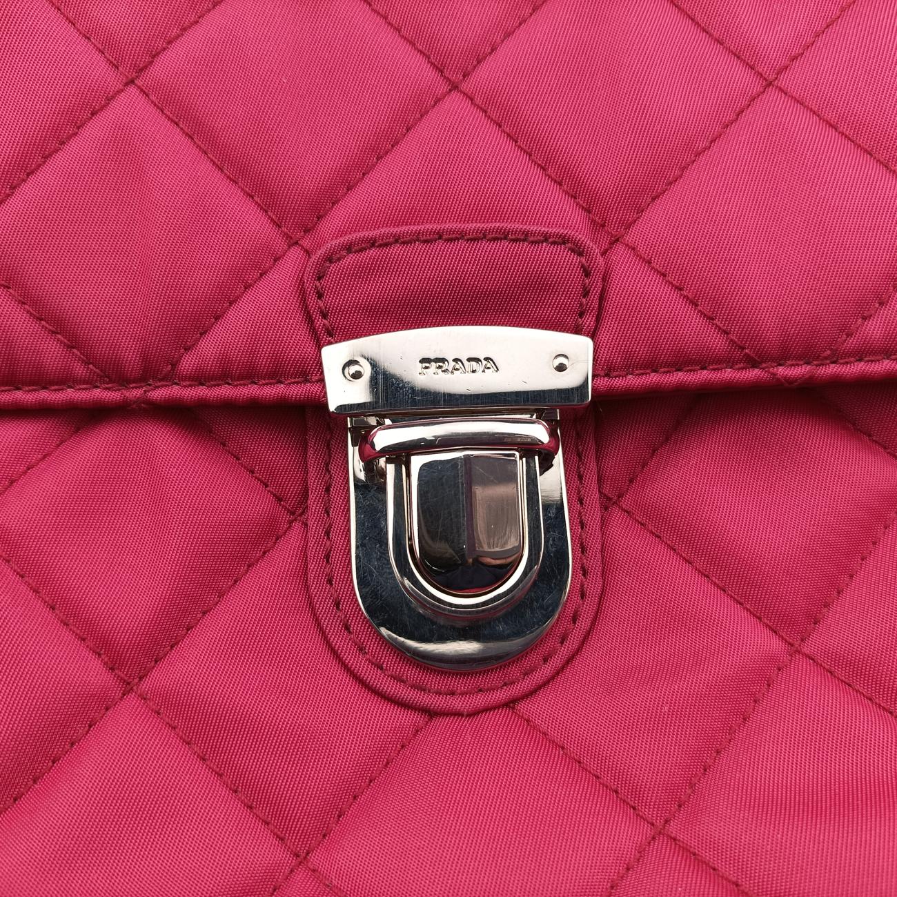 Pre-owned Prada Stitched quilting Rose nylon BR4965 shoulderbag | stylenewstar