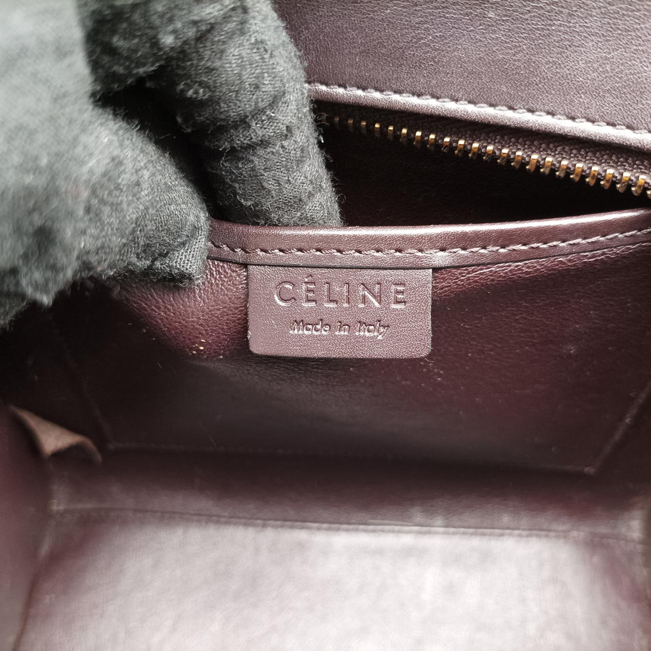 Pre-owned Celine luggage nano shopper Black x Red xBurgundy Leather  shoulderbag | stylenewstar