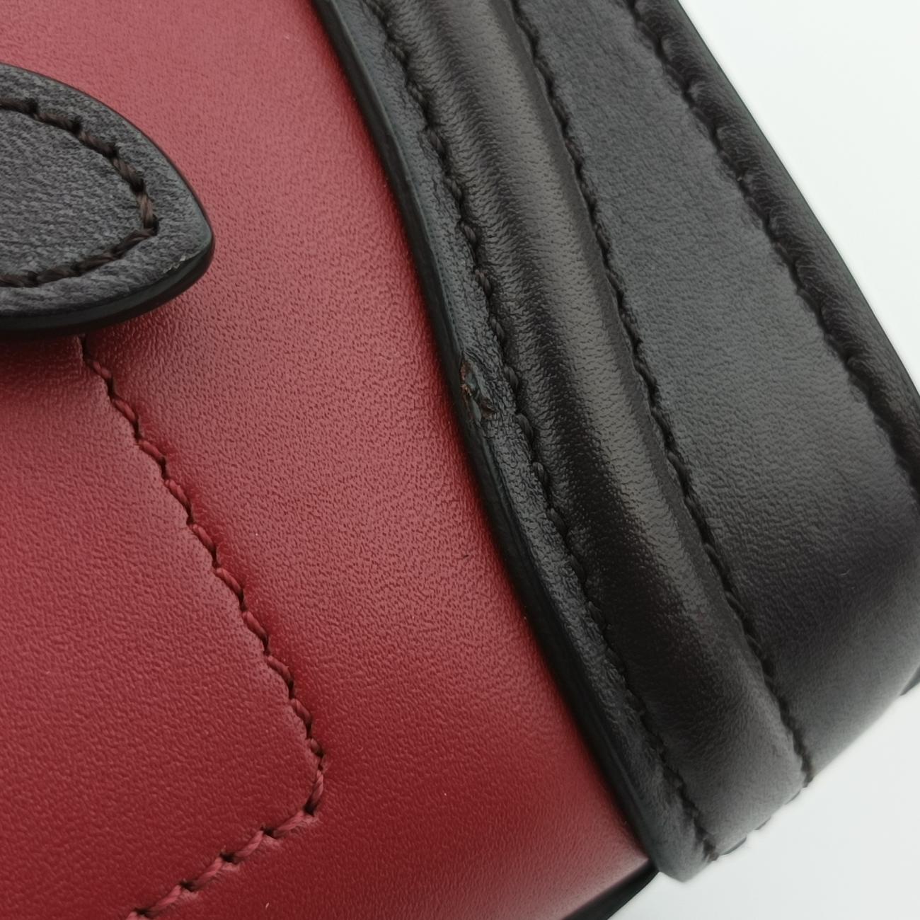 Pre-owned Celine luggage nano shopper Black x Red xBurgundy Leather  shoulderbag | stylenewstar