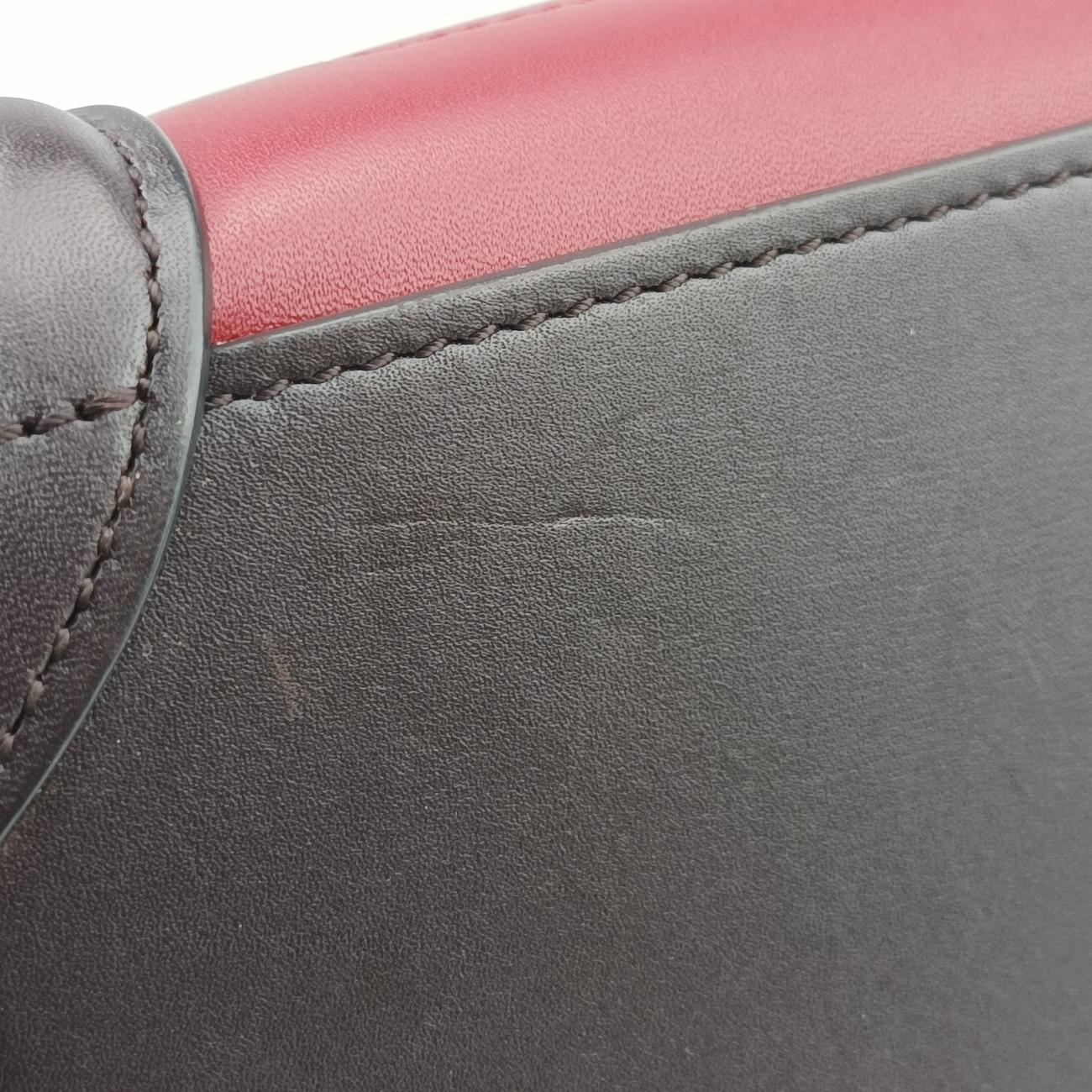 Pre-owned Celine luggage nano shopper Black x Red xBurgundy Leather  shoulderbag | stylenewstar