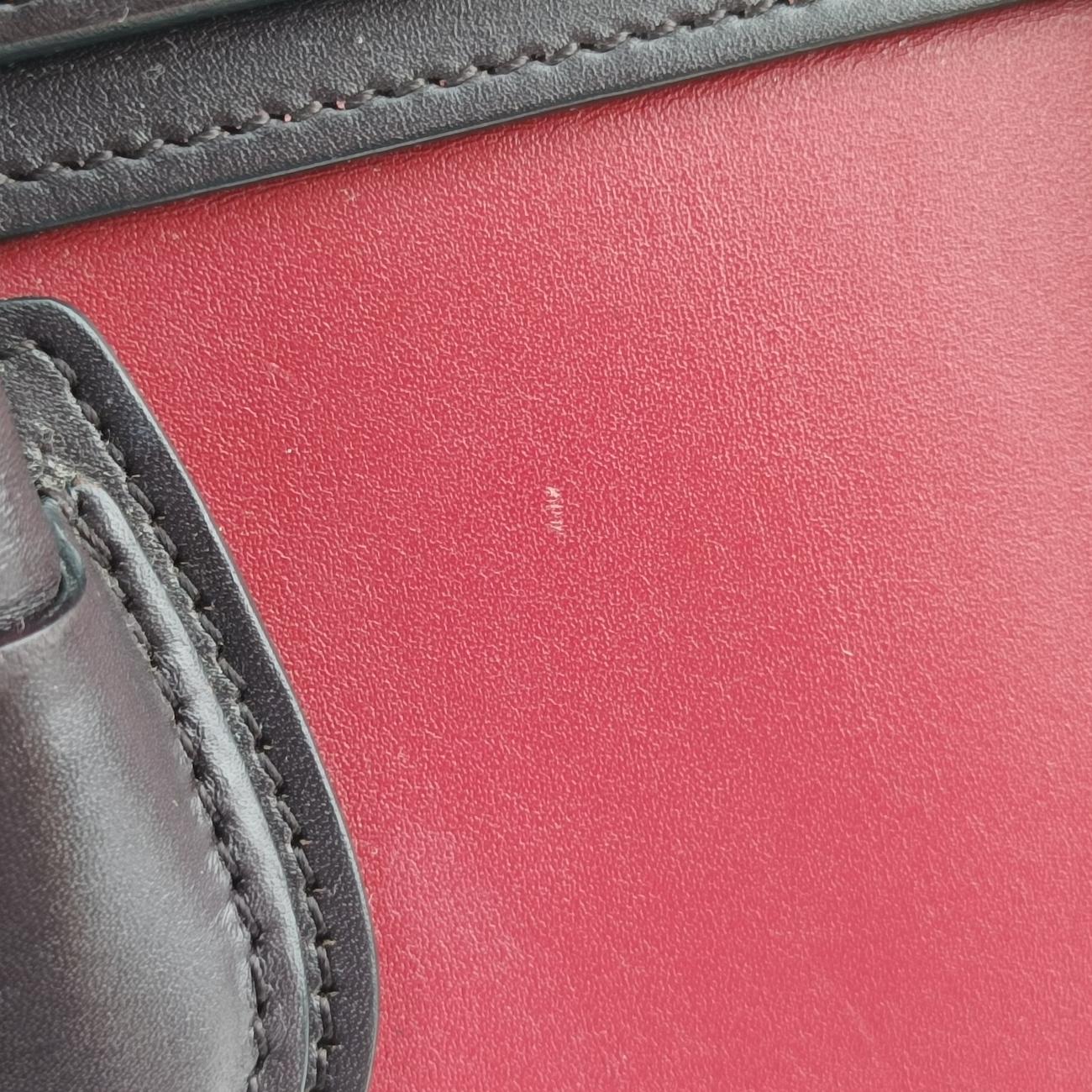 Pre-owned Celine luggage nano shopper Black x Red xBurgundy Leather  shoulderbag | stylenewstar