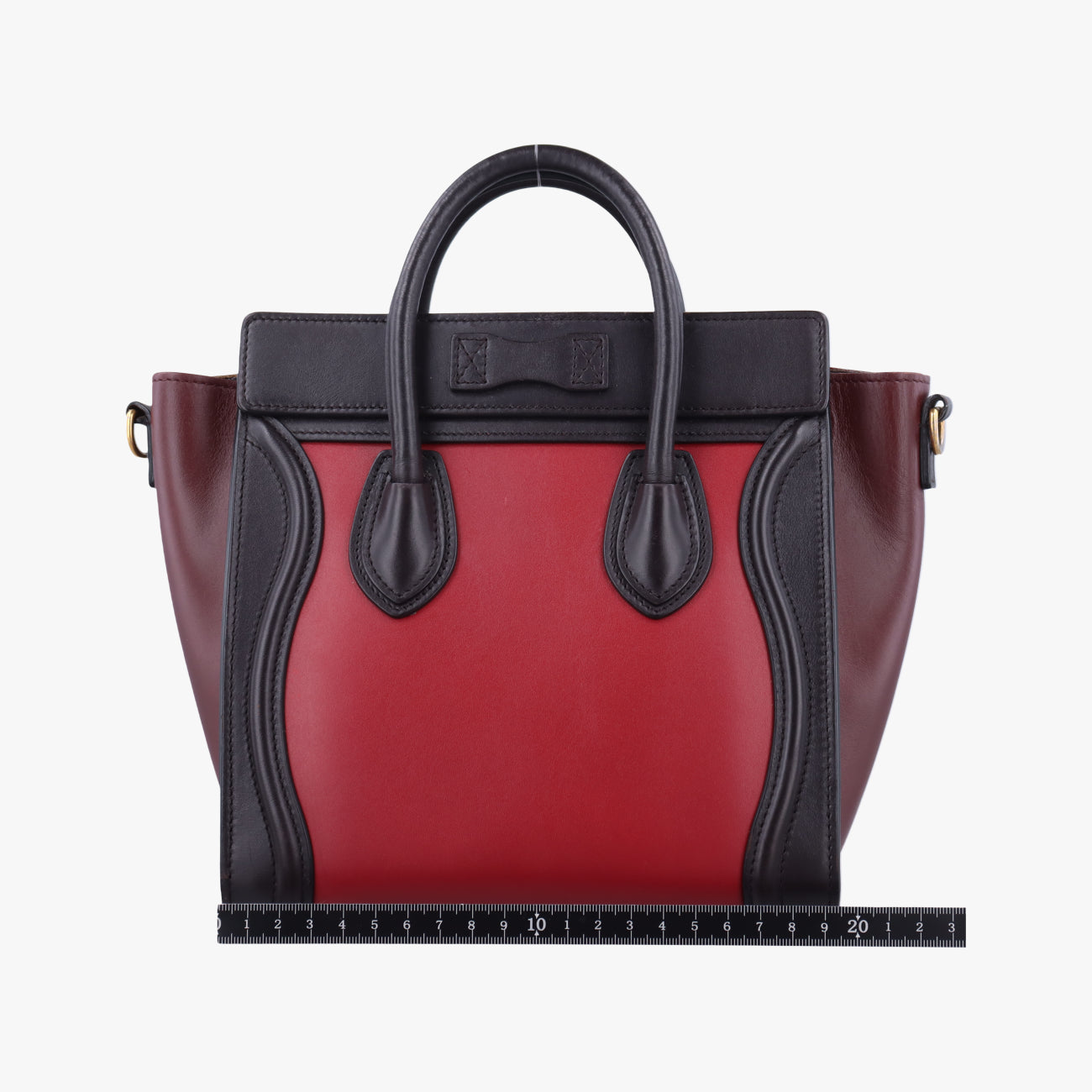 Pre-owned Celine luggage nano shopper Black x Red xBurgundy Leather  shoulderbag | stylenewstar