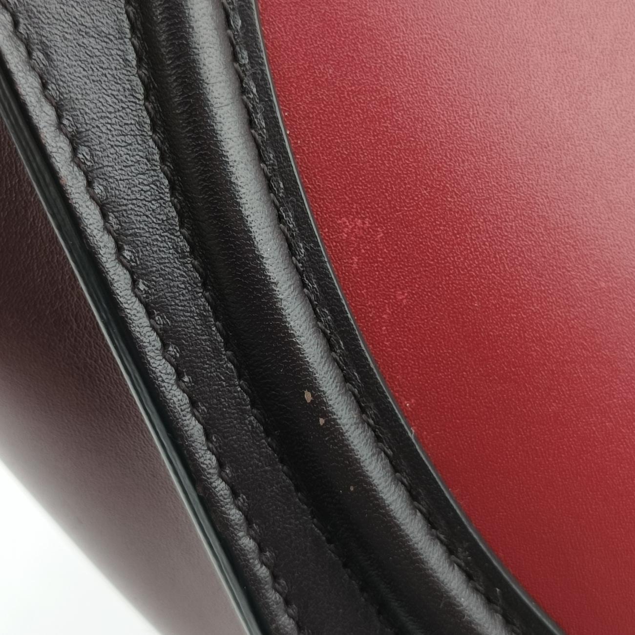 Pre-owned Celine luggage nano shopper Black x Red xBurgundy Leather  shoulderbag | stylenewstar