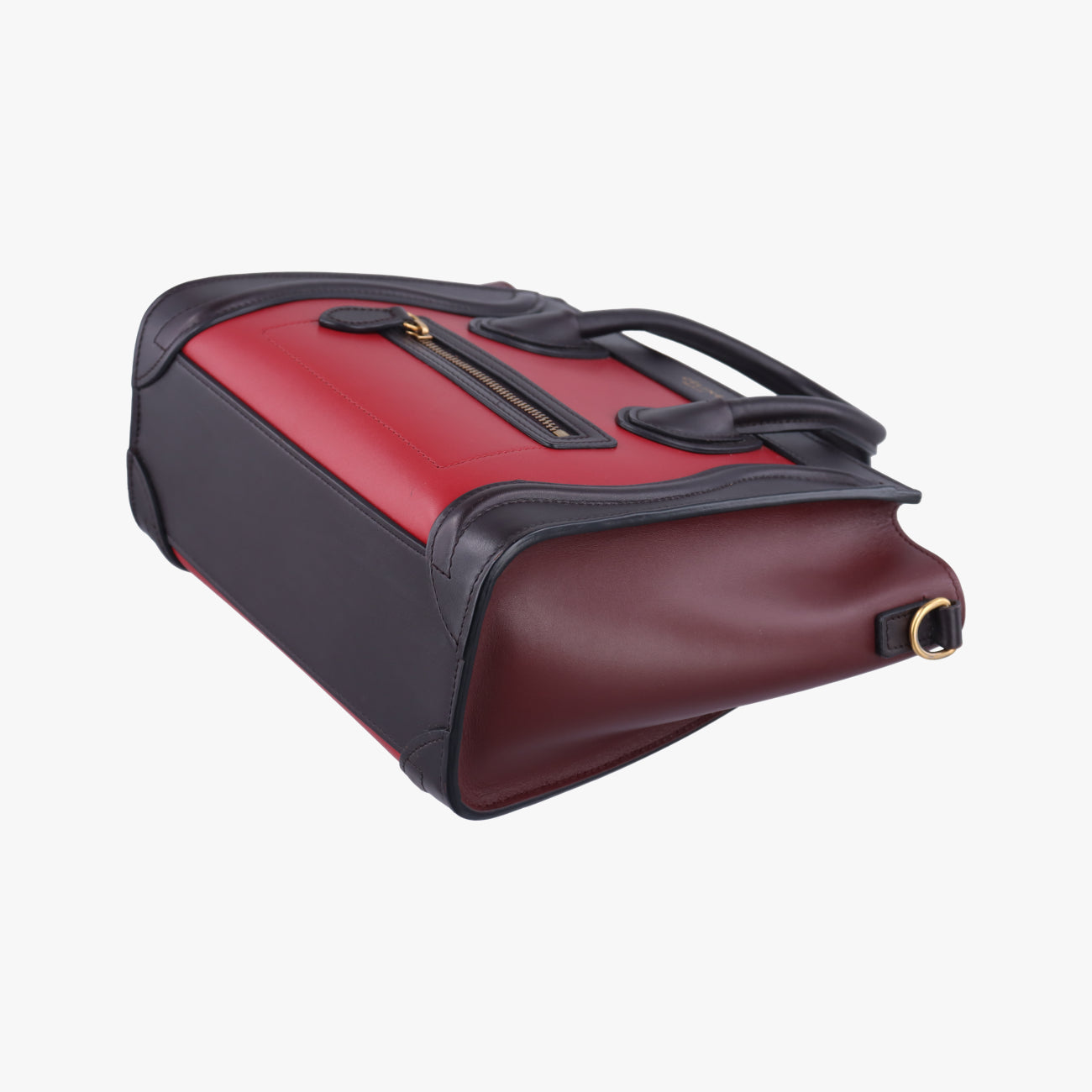 Pre-owned Celine luggage nano shopper Black x Red xBurgundy Leather  shoulderbag | stylenewstar