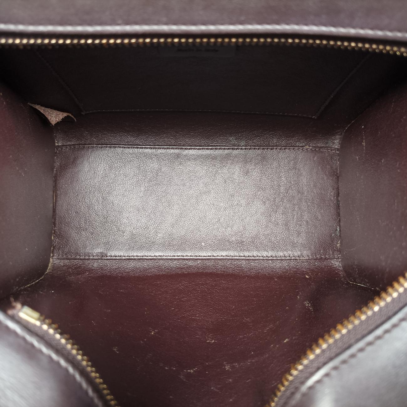 Pre-owned Celine luggage nano shopper Black x Red xBurgundy Leather  shoulderbag | stylenewstar