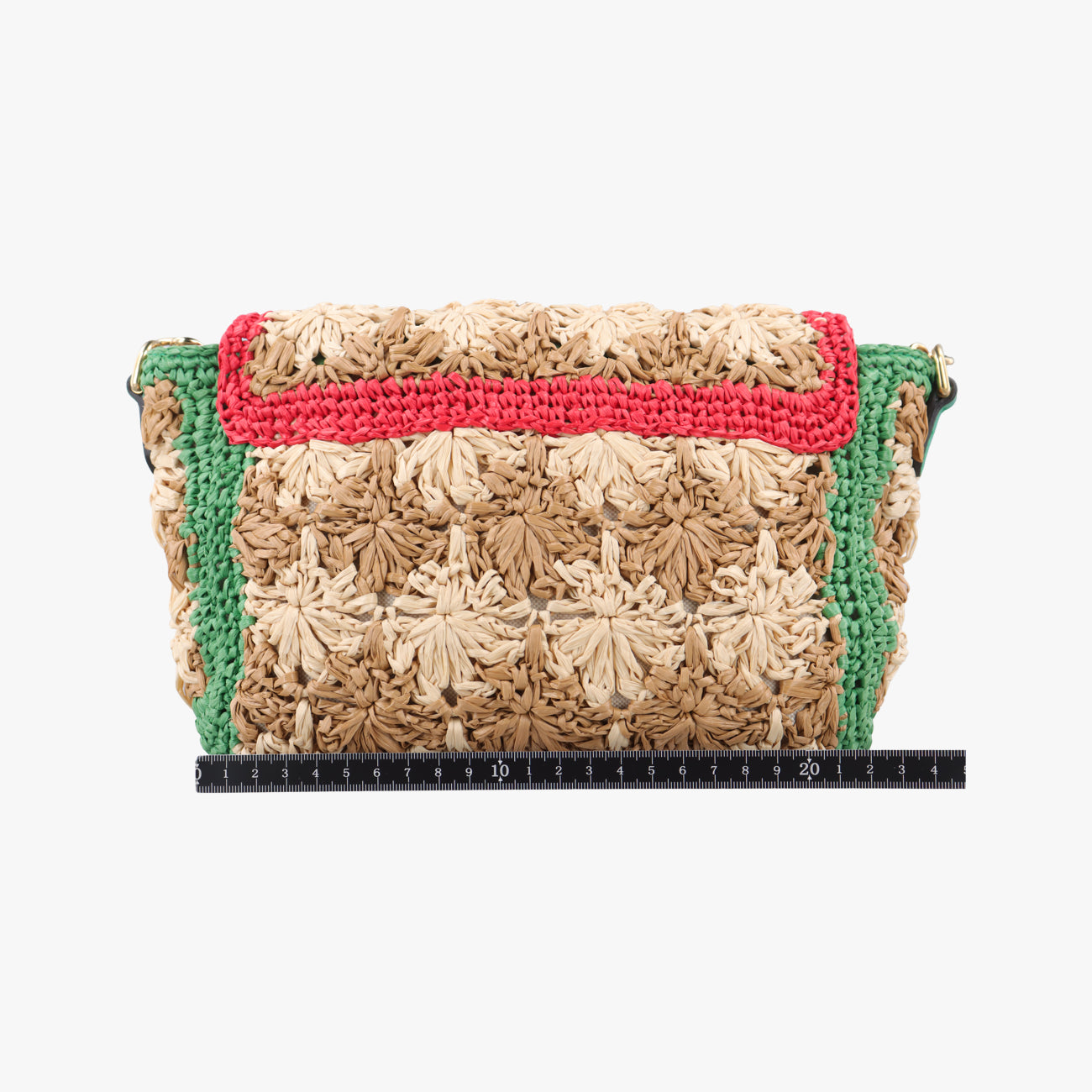 Pre-owned Gucci GG Marmont Beige×Multicolour straw 574433 shoulderbag | stylenewstar