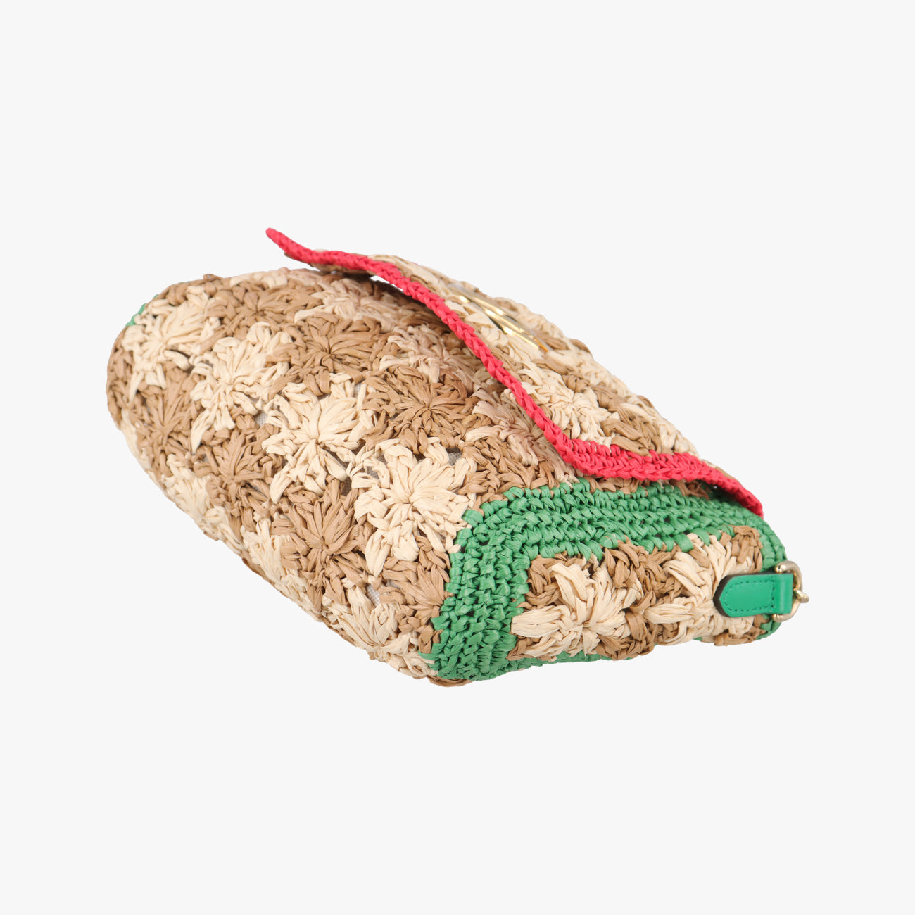 Pre-owned Gucci GG Marmont Beige×Multicolour straw 574433 shoulderbag | stylenewstar