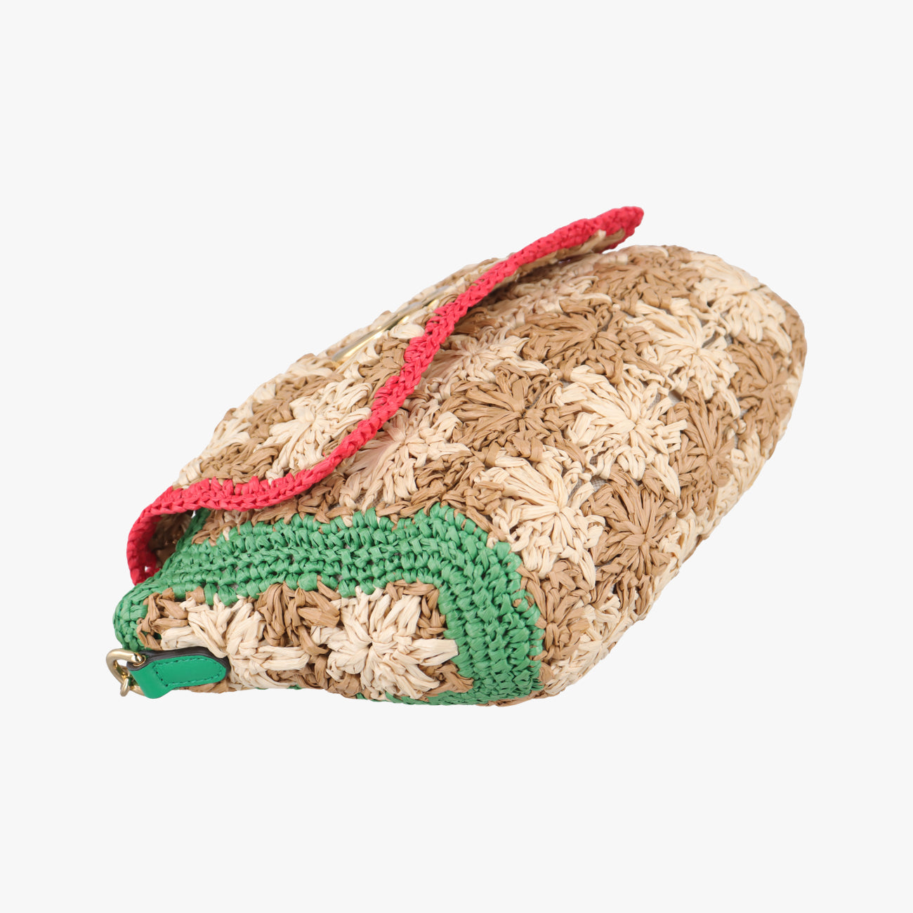 Pre-owned Gucci GG Marmont Beige×Multicolour straw 574433 shoulderbag | stylenewstar