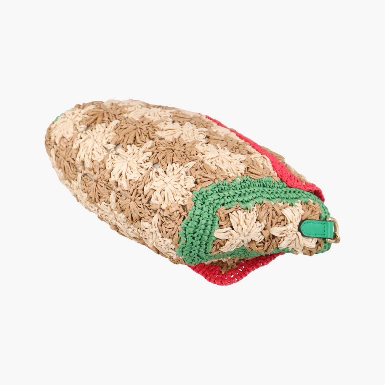 Pre-owned Gucci GG Marmont Beige×Multicolour straw 574433 shoulderbag | stylenewstar