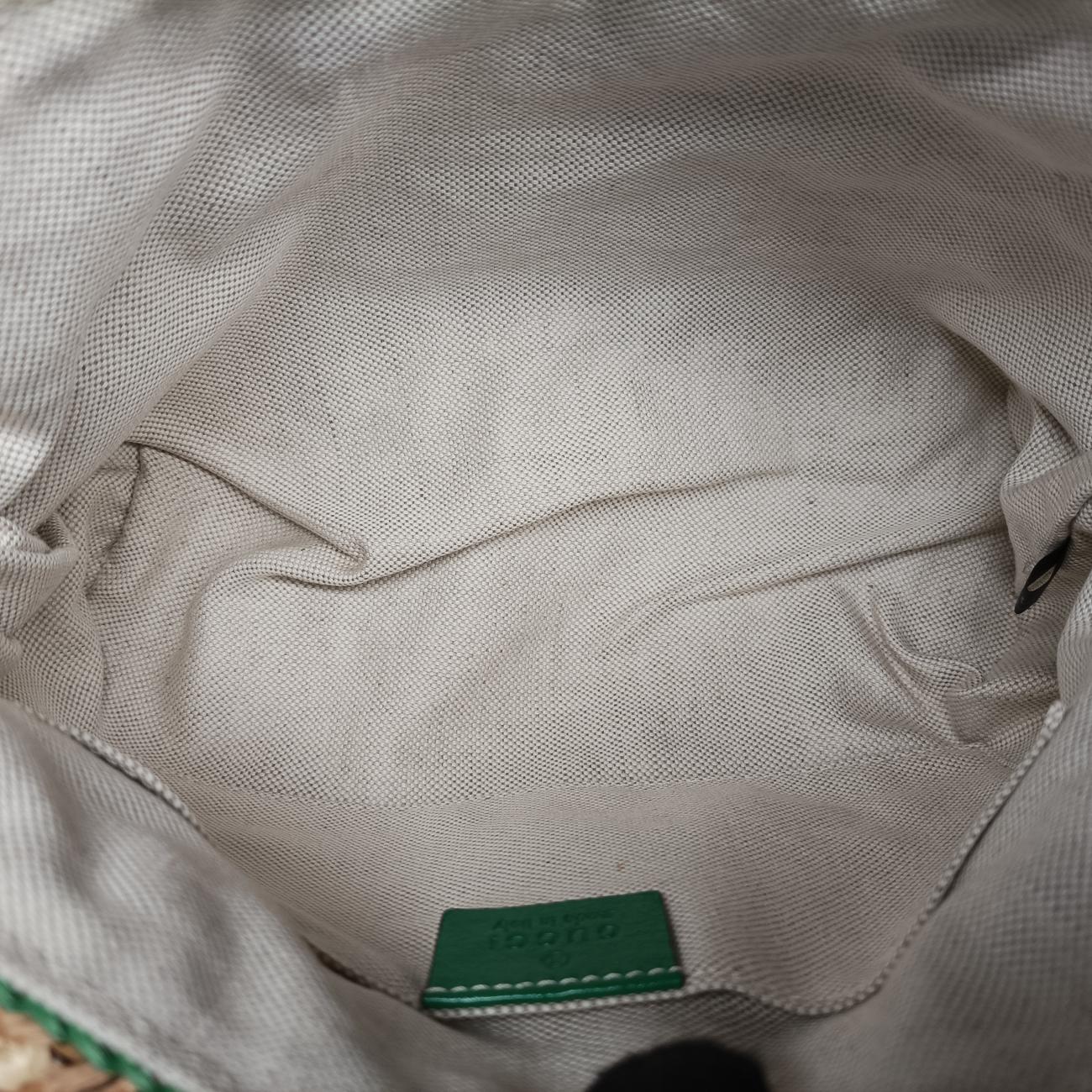 Pre-owned Gucci GG Marmont Beige×Multicolour straw 574433 shoulderbag | stylenewstar