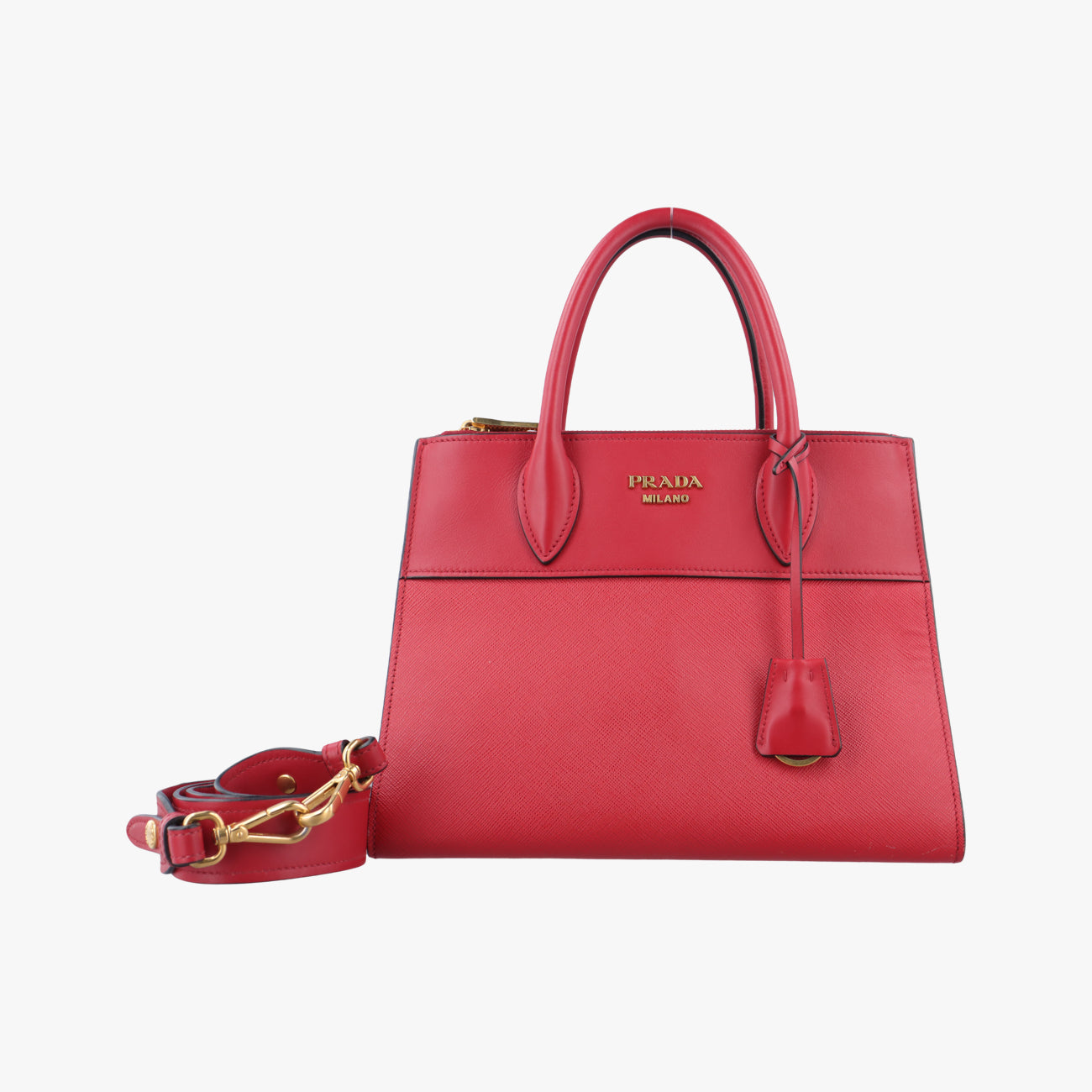 Pre-owned Prada Paradigm Bag Red saffiano leather  shoulderbag | stylenewstar