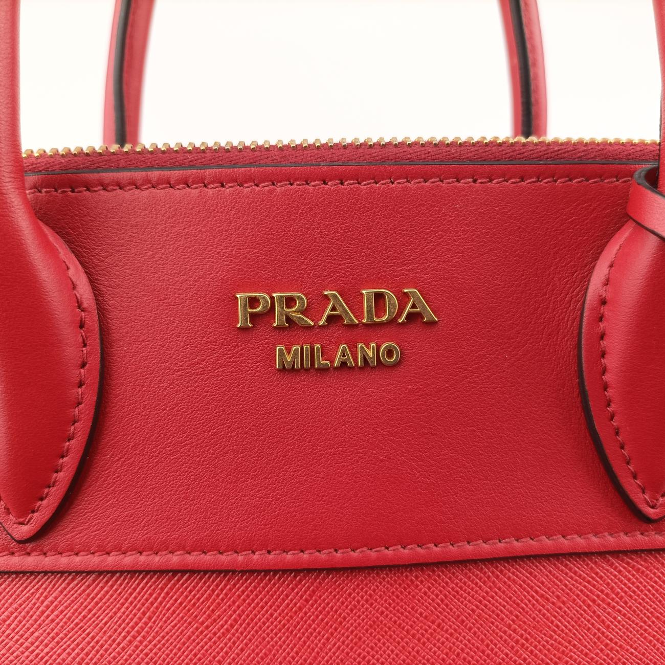 Pre-owned Prada Paradigm Bag Red saffiano leather  shoulderbag | stylenewstar
