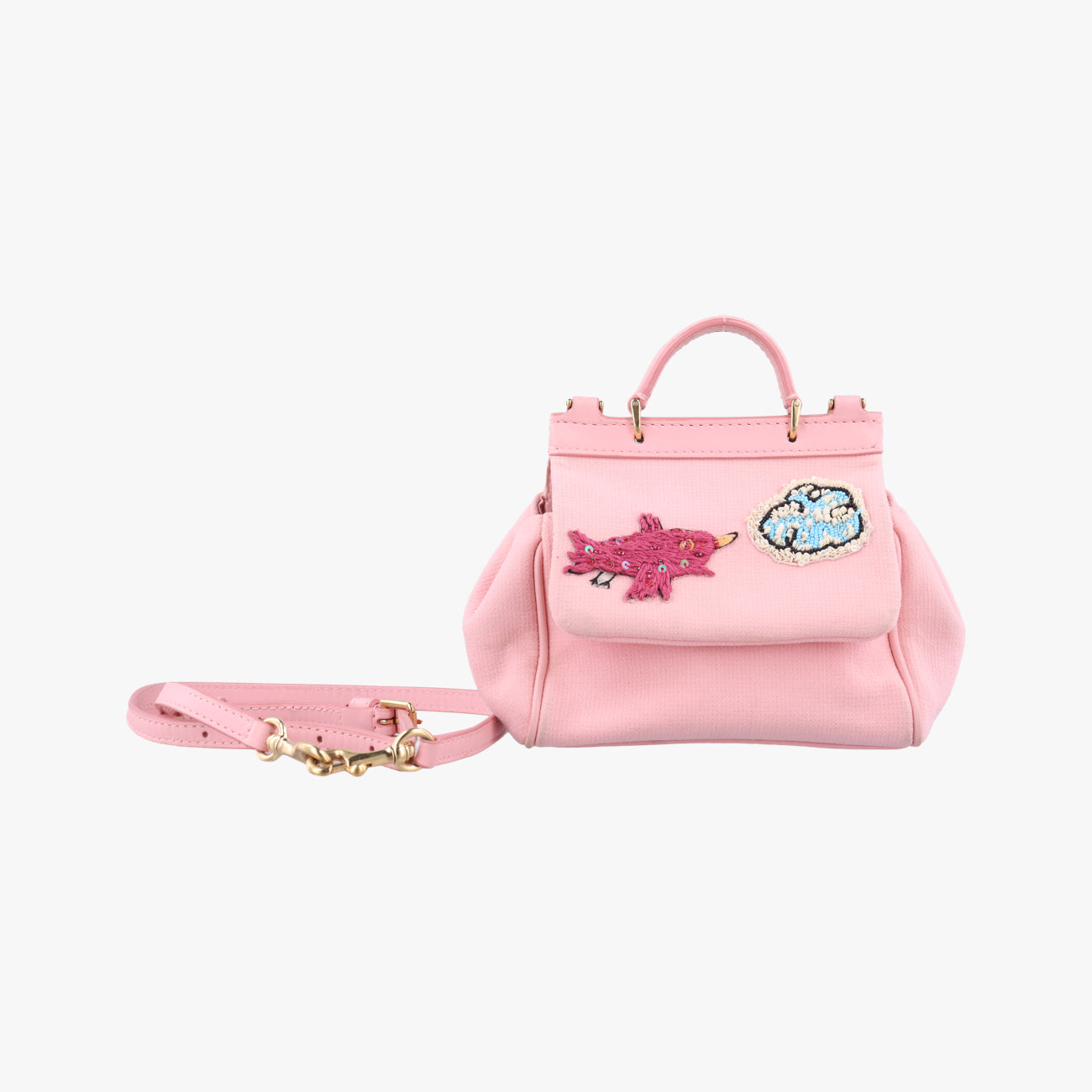 Pre-owned Dolce & Gabbana Sicily Pink×multicolor Canvas  shoulderbag | stylenewstar