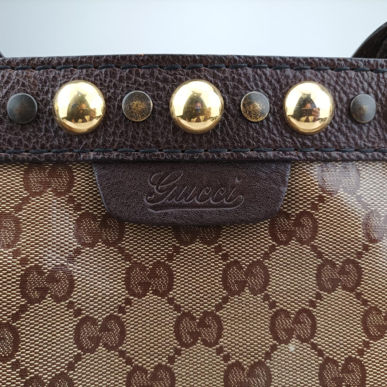 Secondhand Gucci GG Crystal Brown canvas 207291 handbag | stylenewstar