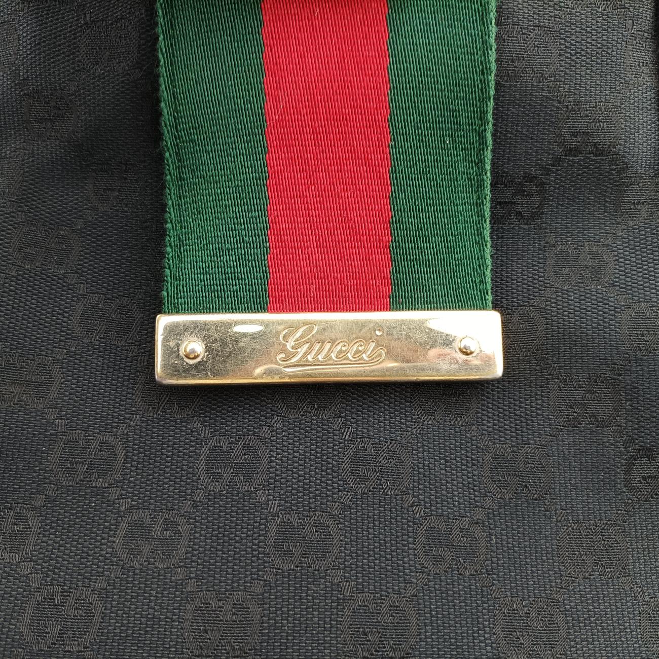 Pre-owned Gucci GG canvas Black x Red x Green canvas 211936 handbag | stylenewstar