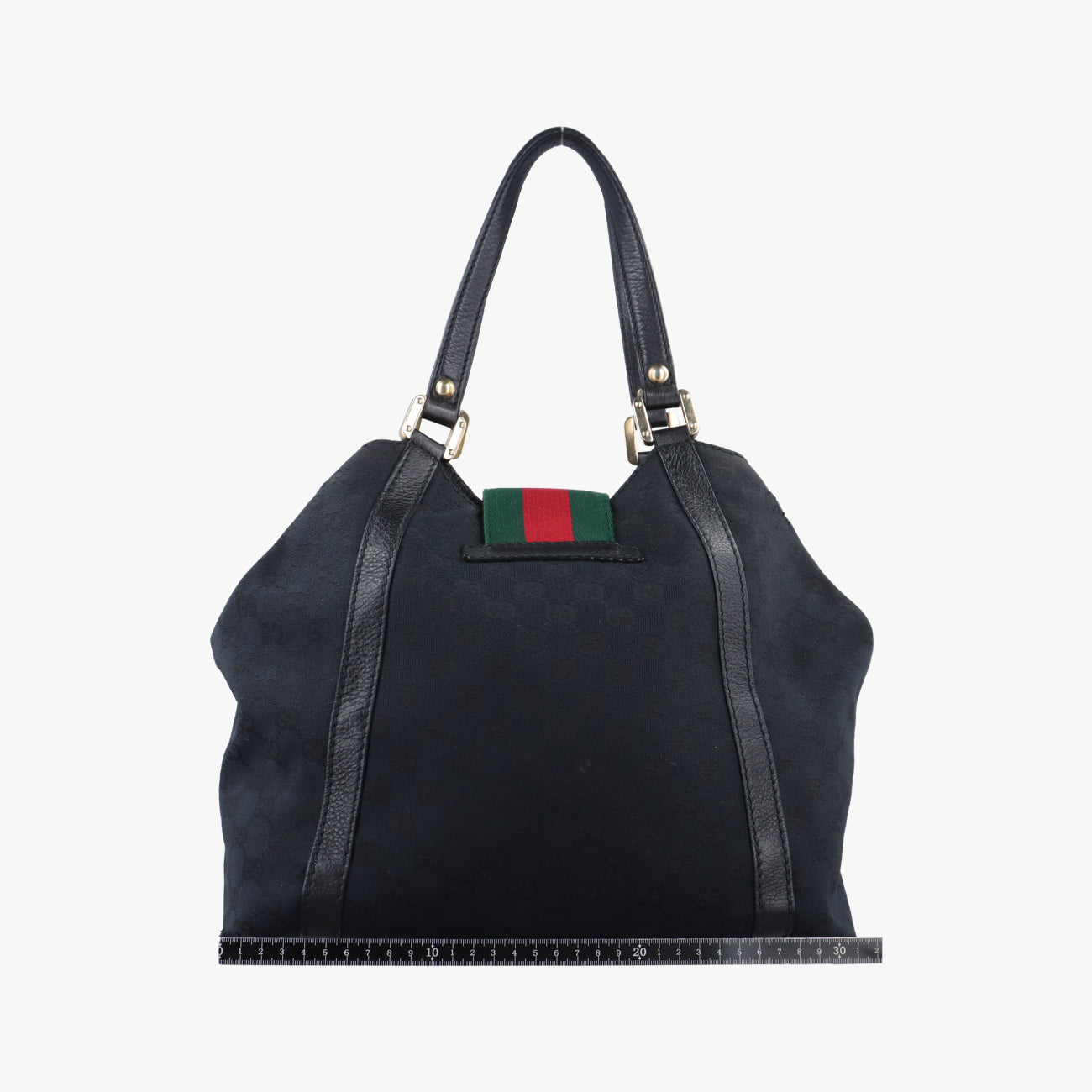 Pre-owned Gucci GG canvas Black x Red x Green canvas 211936 handbag | stylenewstar