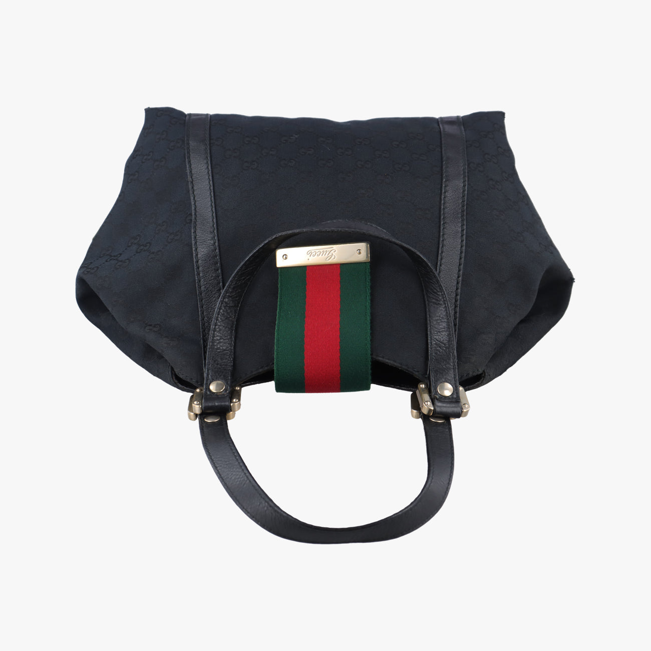 Pre-owned Gucci GG canvas Black x Red x Green canvas 211936 handbag | stylenewstar