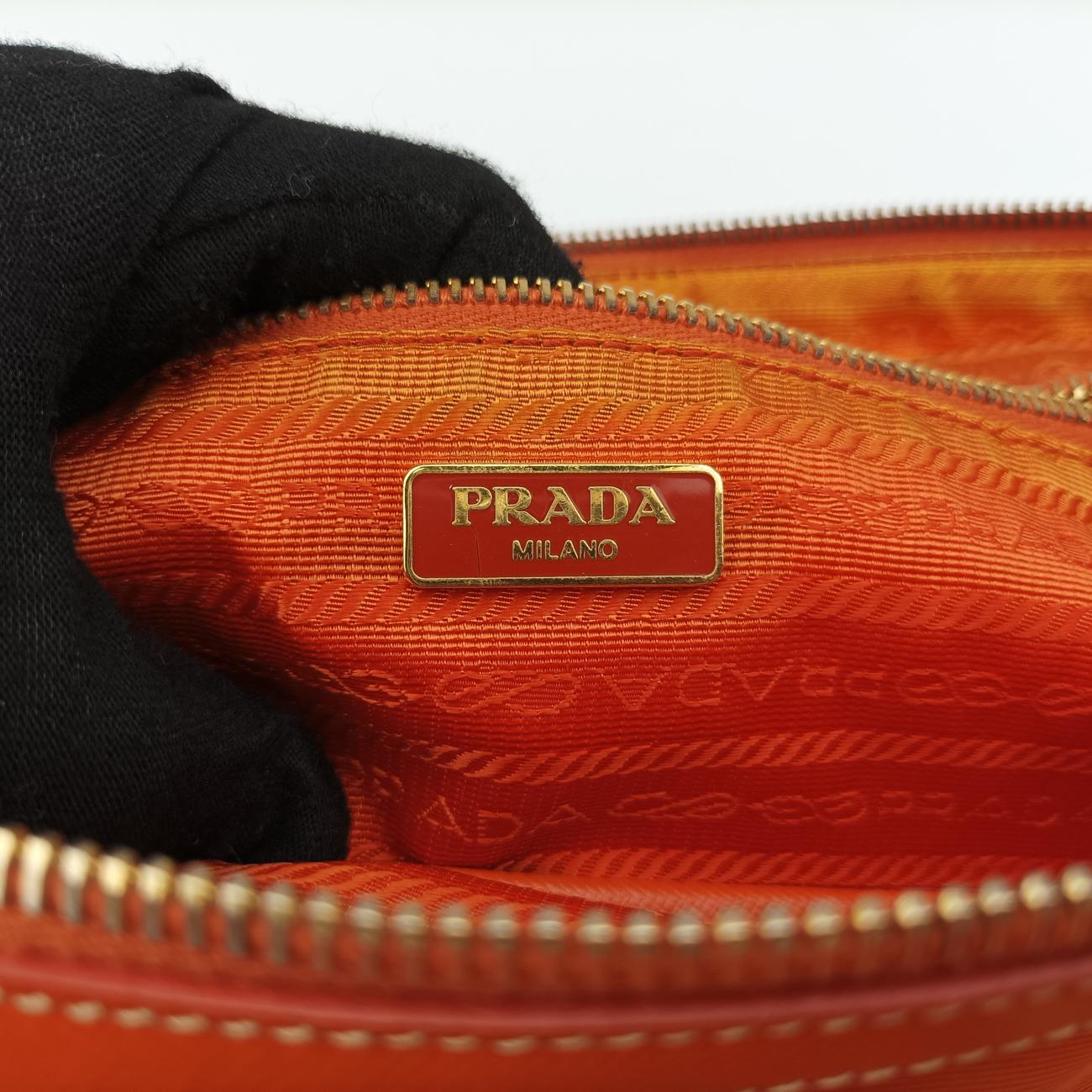 Vintage Prada Triangle Logo Orange nylon  shoulderbag | stylenewstar