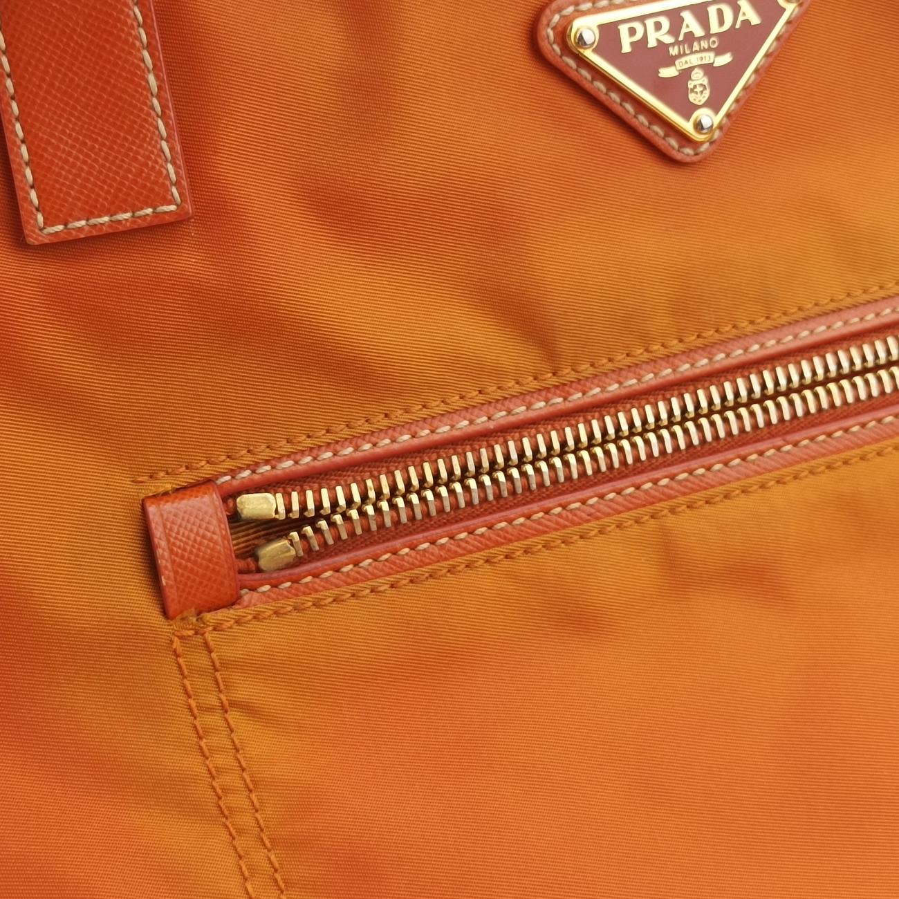 Vintage Prada Triangle Logo Orange nylon  shoulderbag | stylenewstar