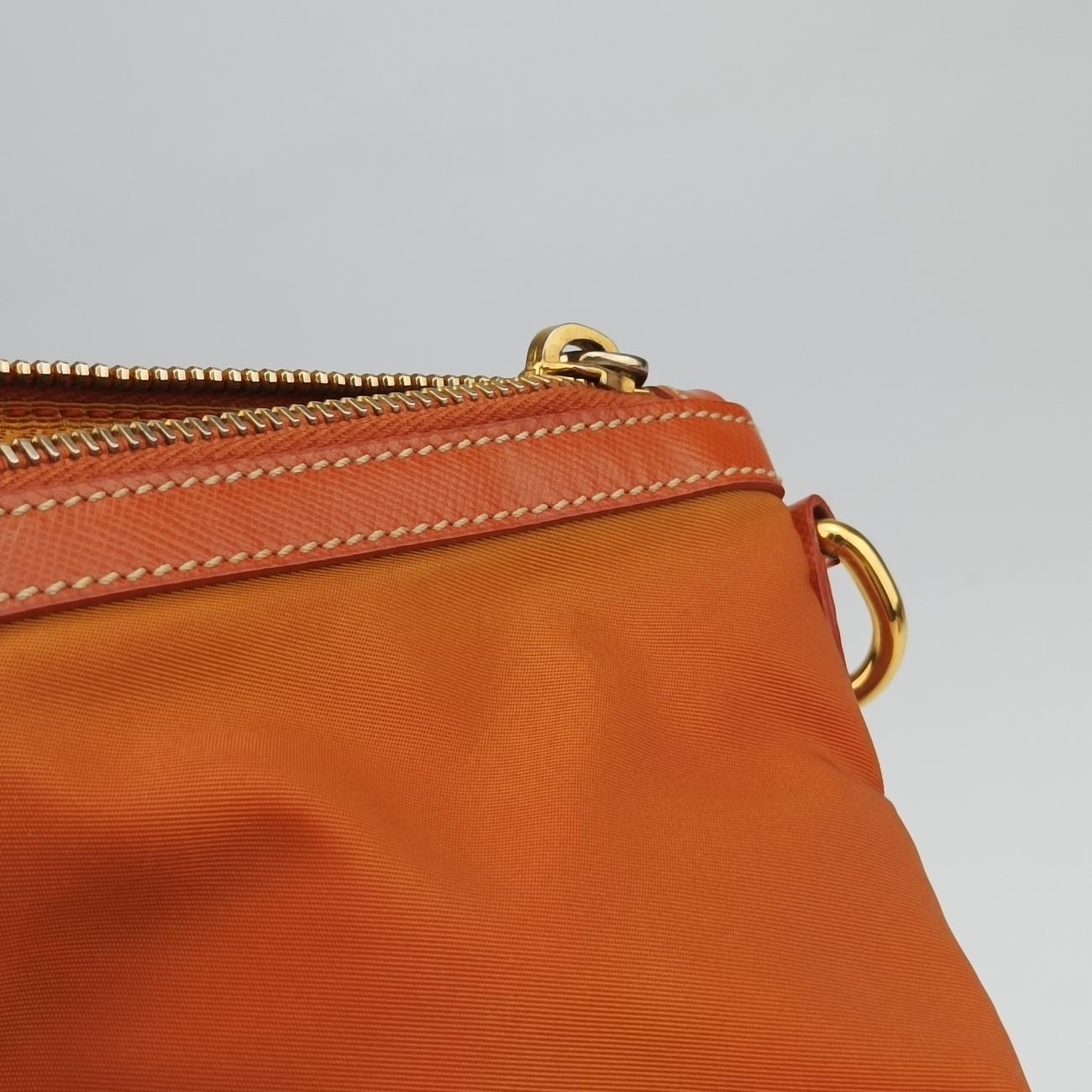 Vintage Prada Triangle Logo Orange nylon  shoulderbag | stylenewstar