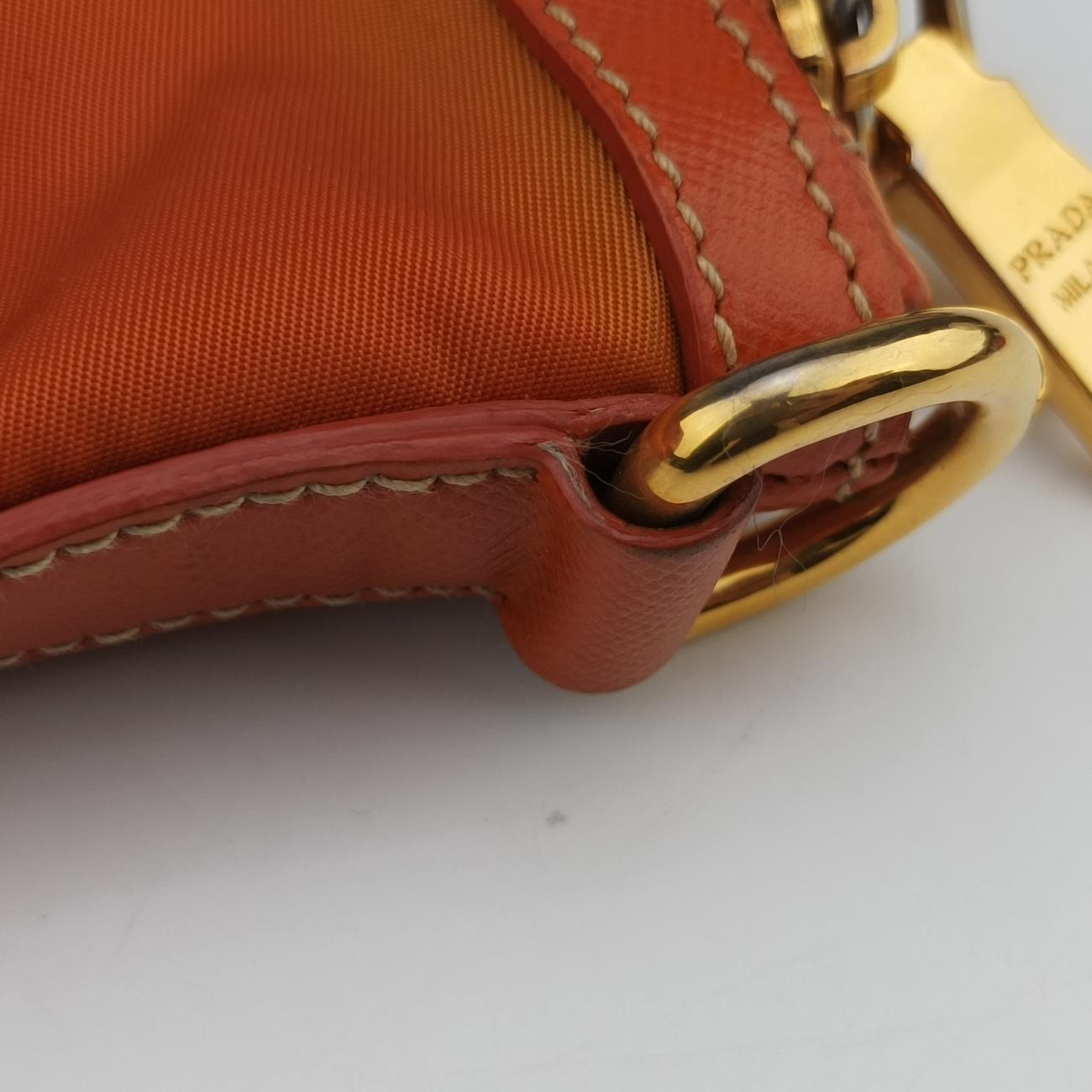 Vintage Prada Triangle Logo Orange nylon  shoulderbag | stylenewstar