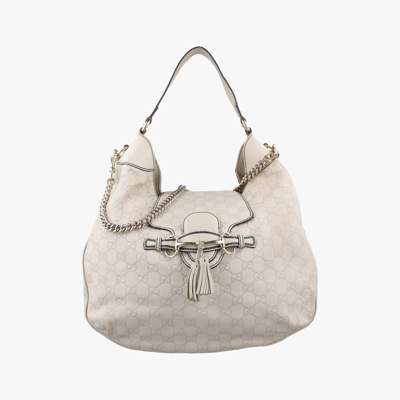Pre-owned Gucci Emily Hobo Beige Leather 322226 shoulderbag | stylenewstar