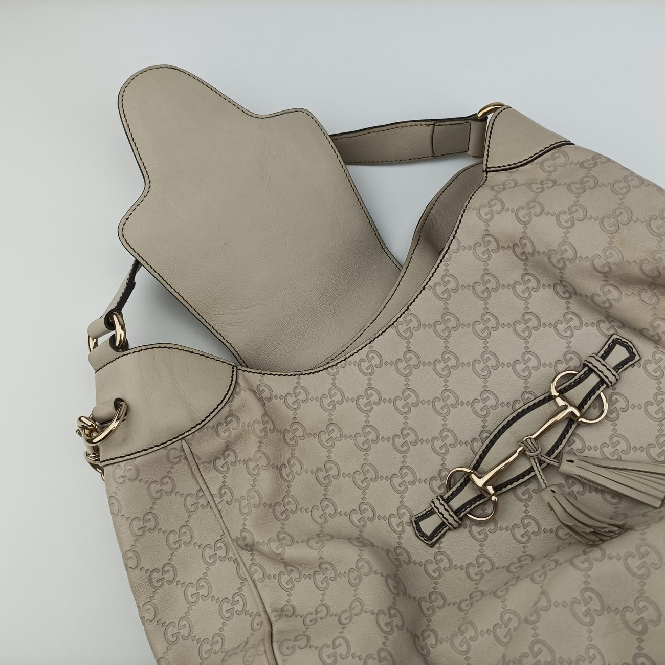 Pre-owned Gucci Emily Hobo Beige Leather 322226 shoulderbag | stylenewstar