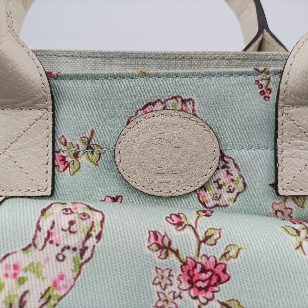 Pre-owned Gucci GG pattern children's handbag Green×Multicolour Canvas×Leather 628159 handbag | stylenewstar