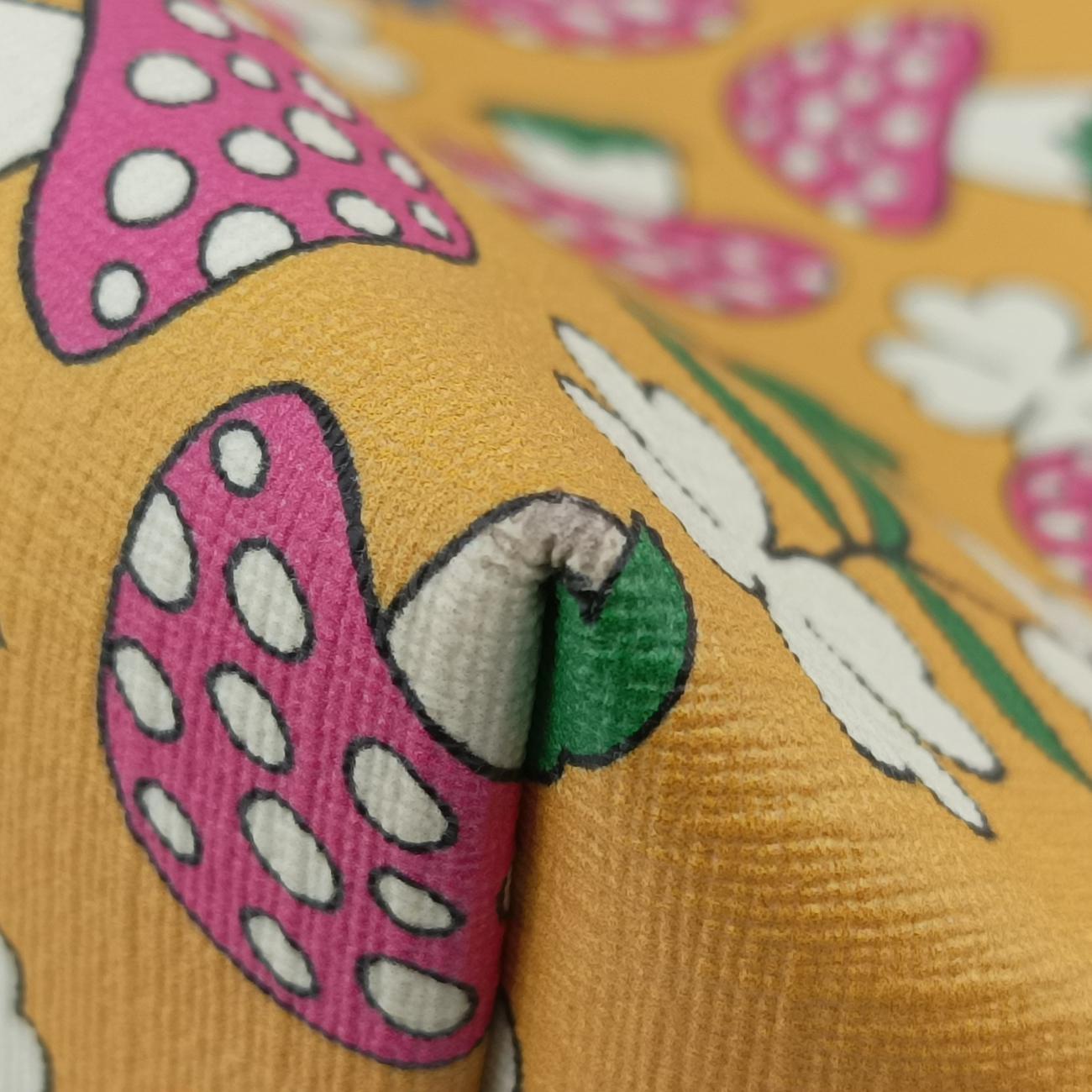 Pre-owned Gucci Floral and mushroom print Yellow×Multicolour PVC coated canvas 410812 handbag | stylenewstar