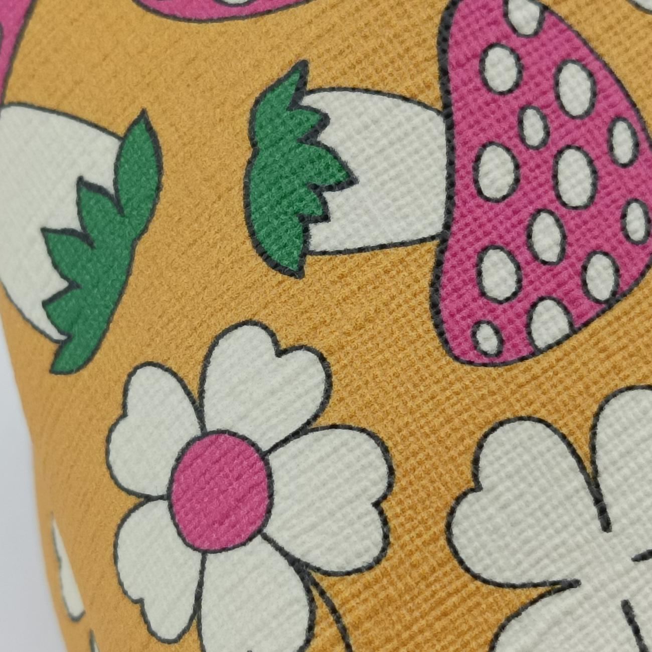 Pre-owned Gucci Floral and mushroom print Yellow×Multicolour PVC coated canvas 410812 handbag | stylenewstar