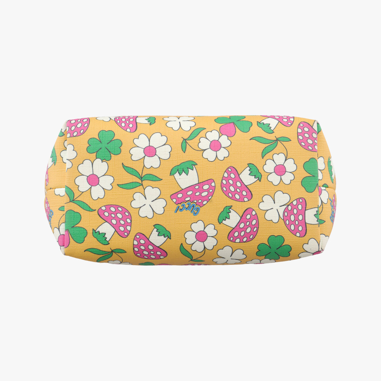 Pre-owned Gucci Floral and mushroom print Yellow×Multicolour PVC coated canvas 410812 handbag | stylenewstar