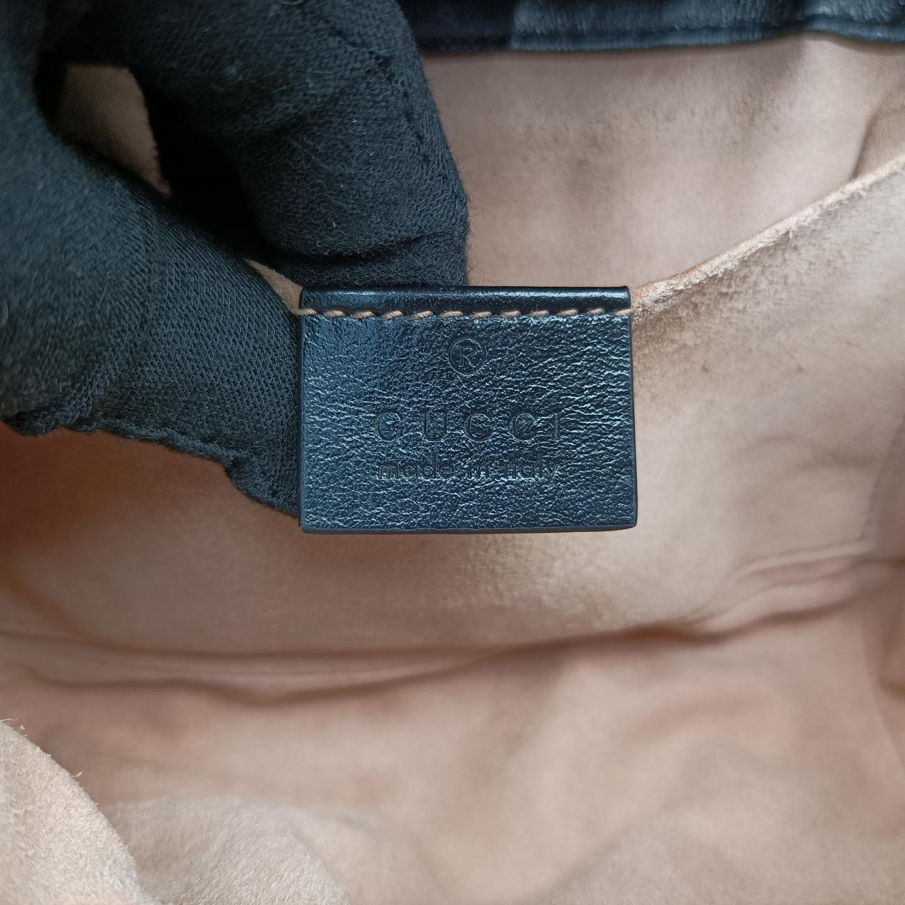 Pre-owned Gucci GG Marmont Brown×black canvas x leather 446744 shoulderbag | stylenewstar