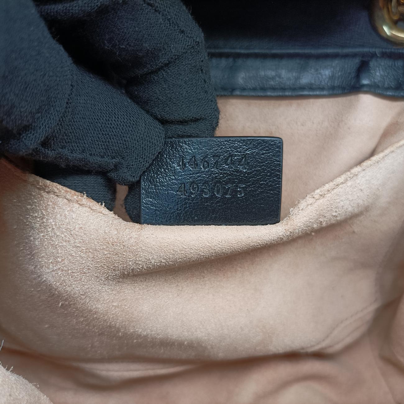 Pre-owned Gucci GG Marmont Brown×black canvas x leather 446744 shoulderbag | stylenewstar