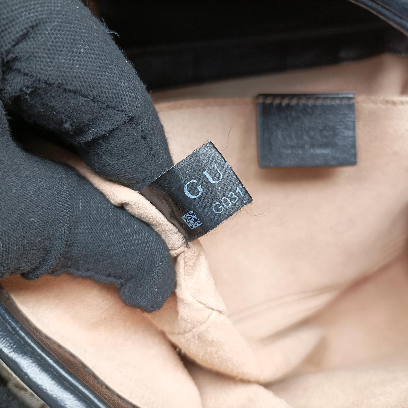 Pre-owned Gucci GG Marmont Brown×black canvas x leather 446744 shoulderbag | stylenewstar