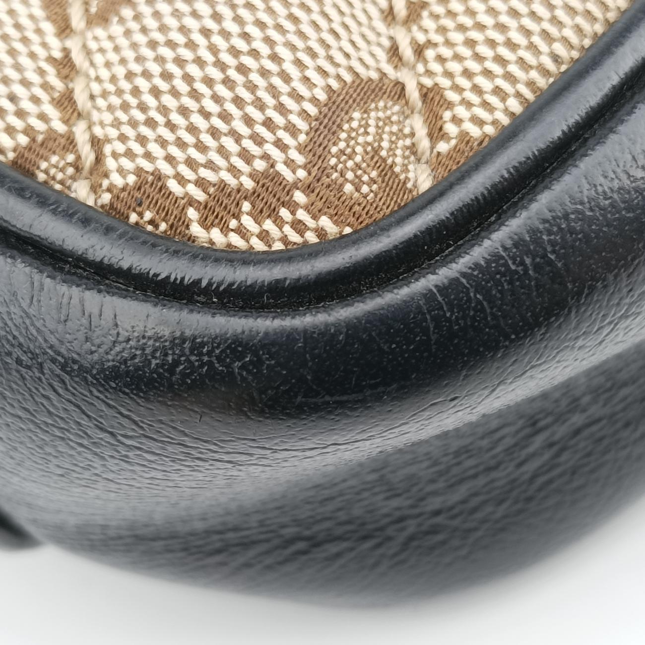 Pre-owned Gucci GG Marmont Brown×black canvas x leather 446744 shoulderbag | stylenewstar