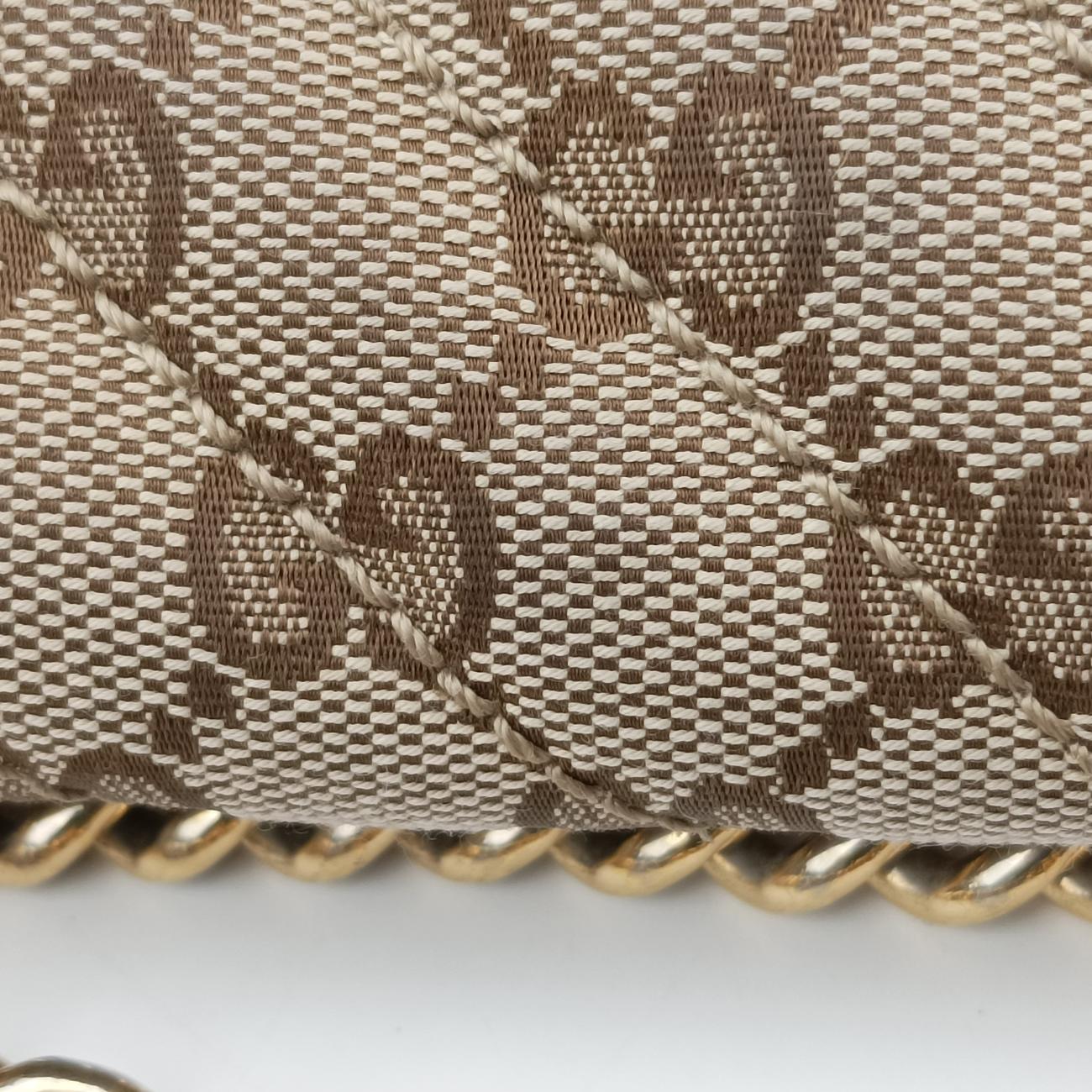 Pre-owned Gucci GG Marmont Brown×black canvas x leather 446744 shoulderbag | stylenewstar