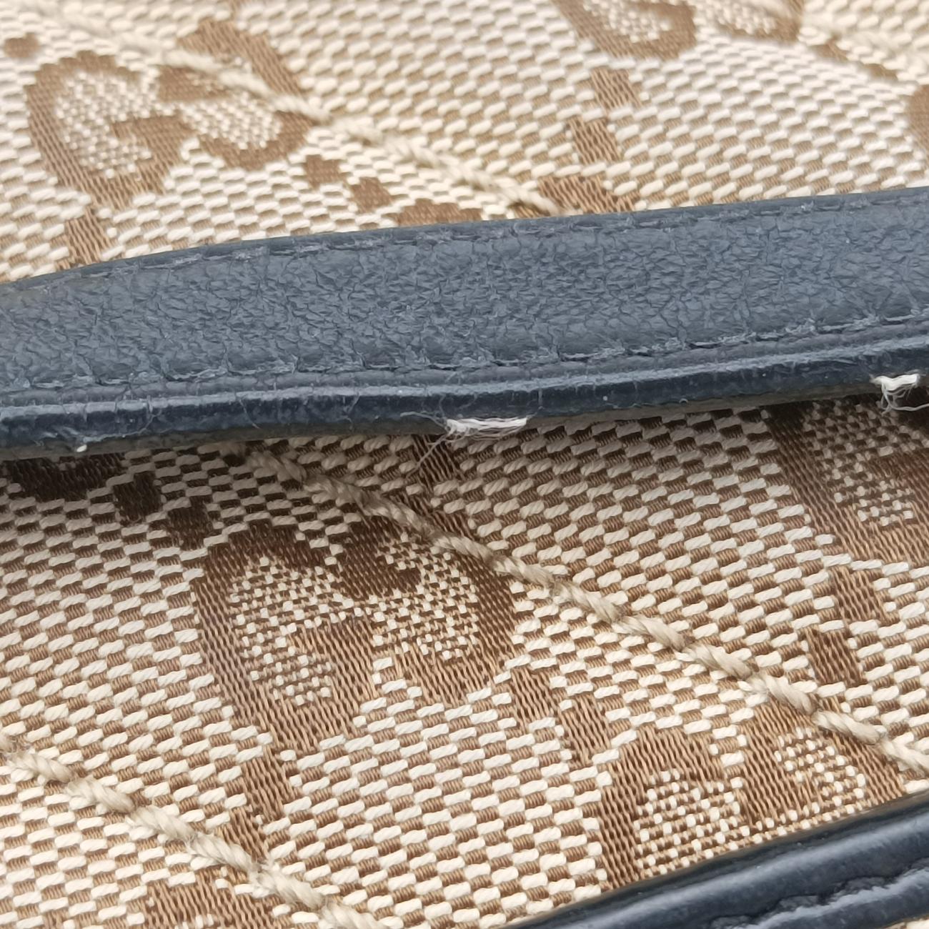 Pre-owned Gucci GG Marmont Brown×black canvas x leather 446744 shoulderbag | stylenewstar