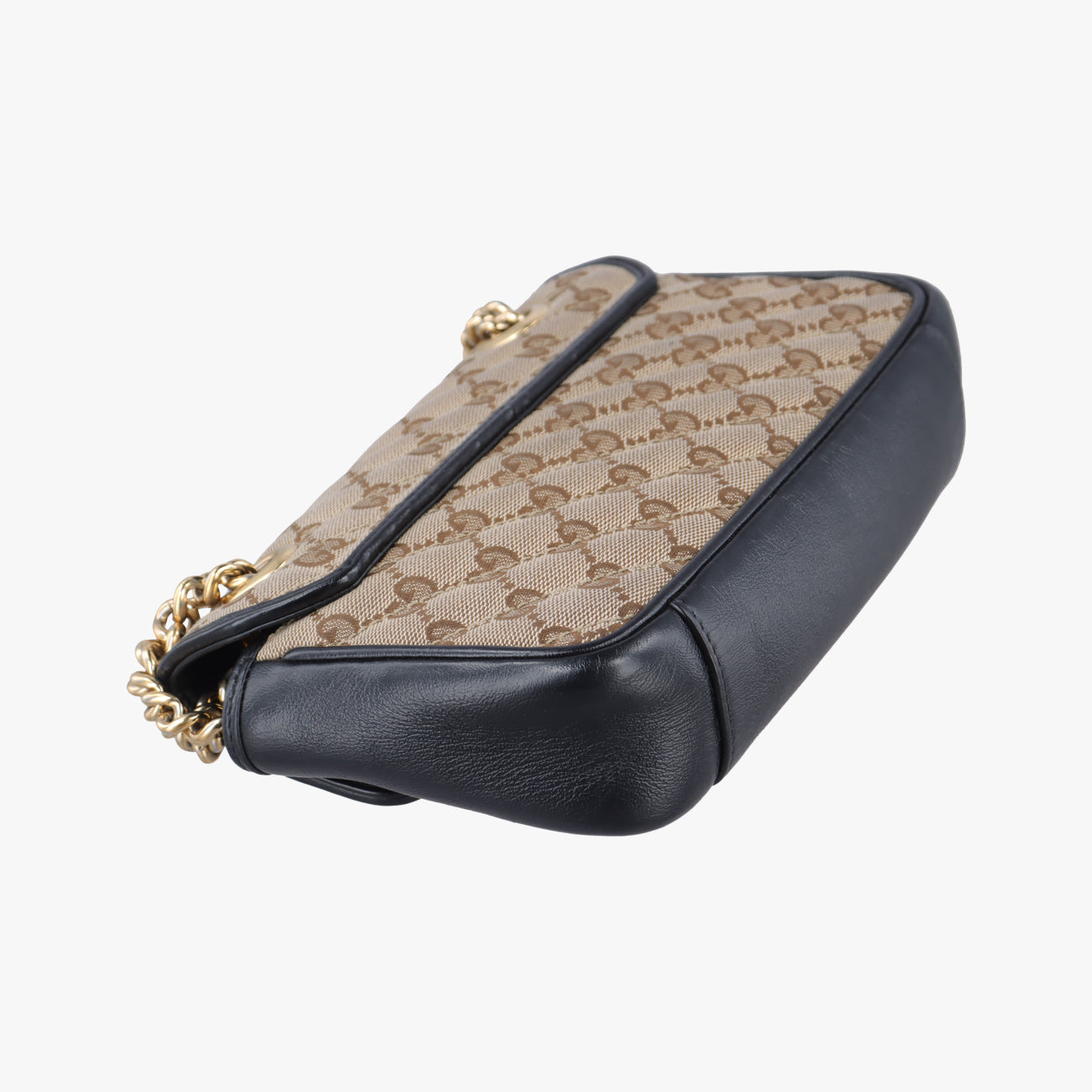 Pre-owned Gucci GG Marmont Brown×black canvas x leather 446744 shoulderbag | stylenewstar