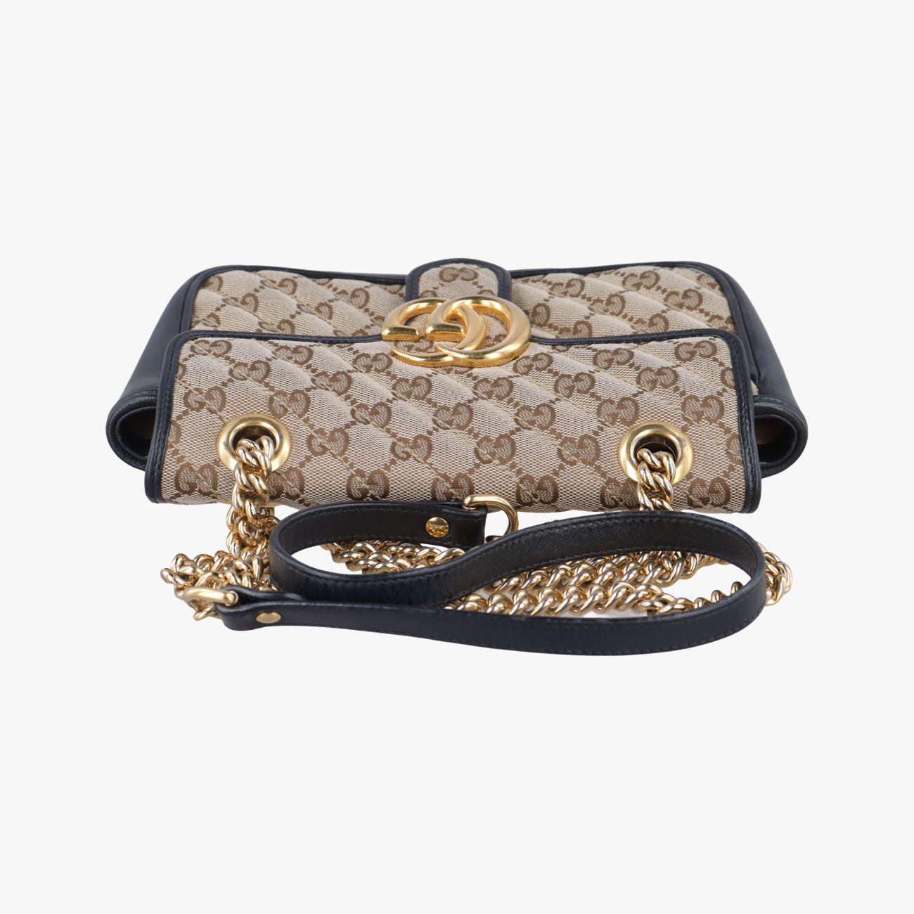 Pre-owned Gucci GG Marmont Brown×black canvas x leather 446744 shoulderbag | stylenewstar