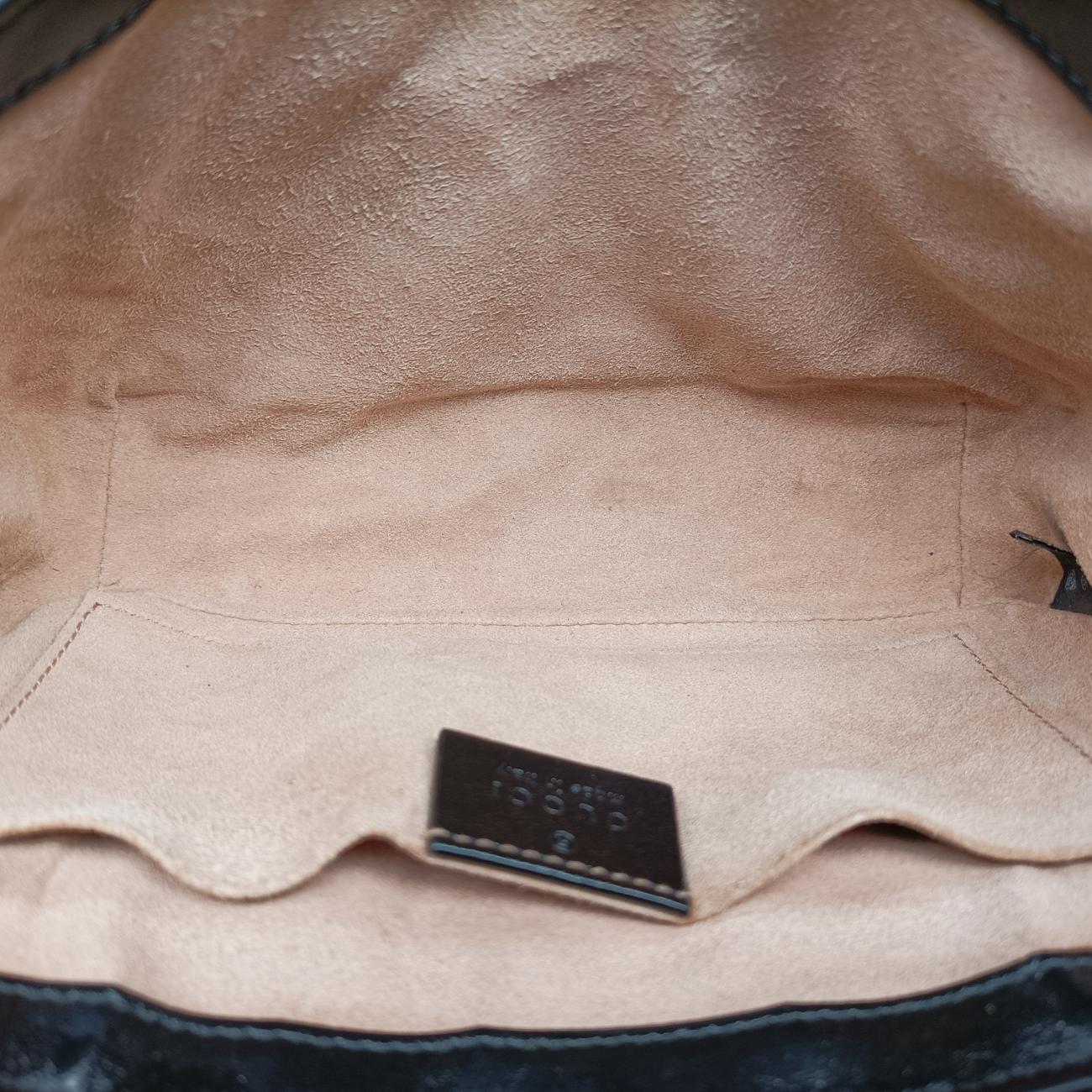 Pre-owned Gucci GG Marmont Brown×black canvas x leather 446744 shoulderbag | stylenewstar